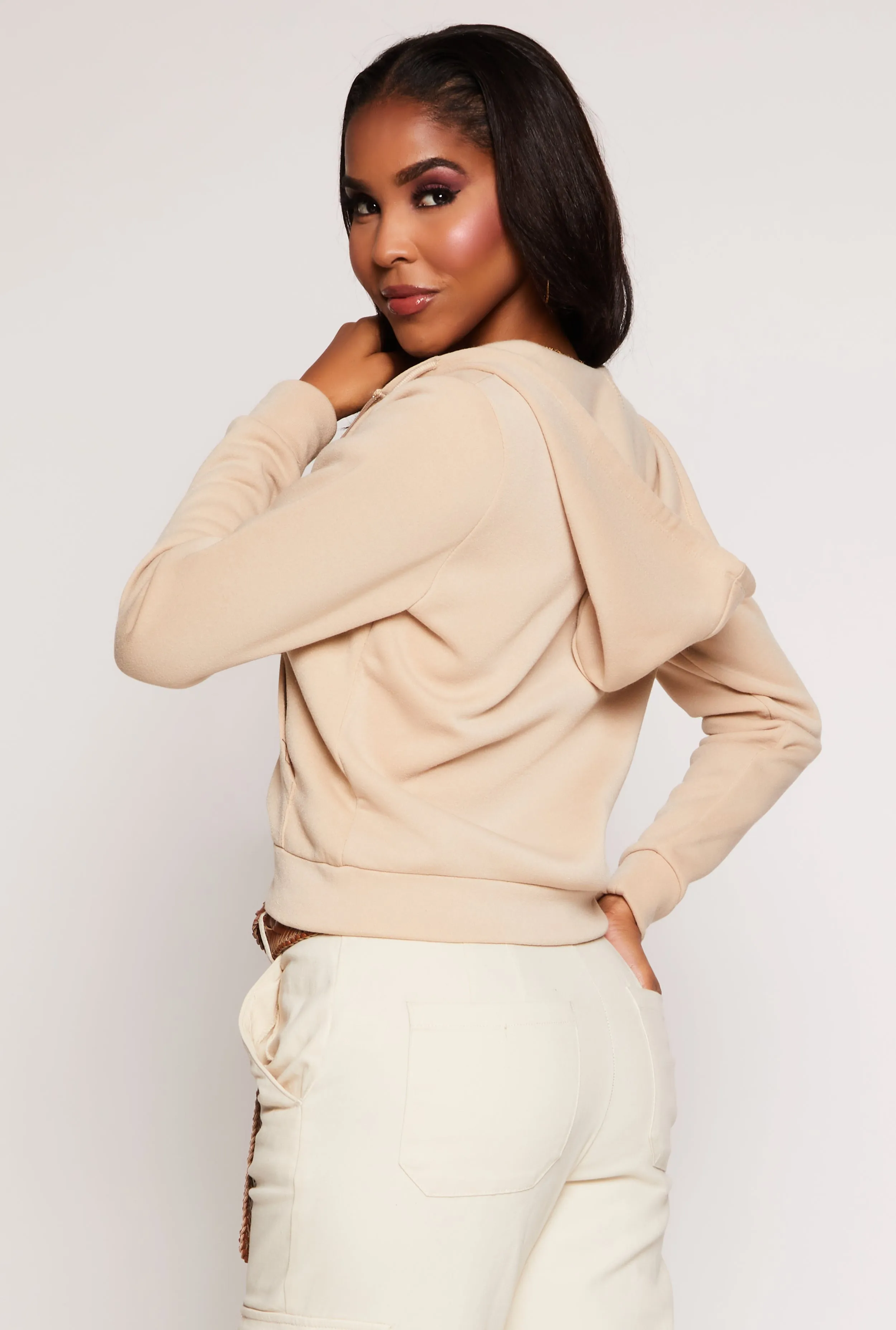 Fleece Zip Front Long Sleeve Hoodie sold by Rainbow product image thumbnail 3