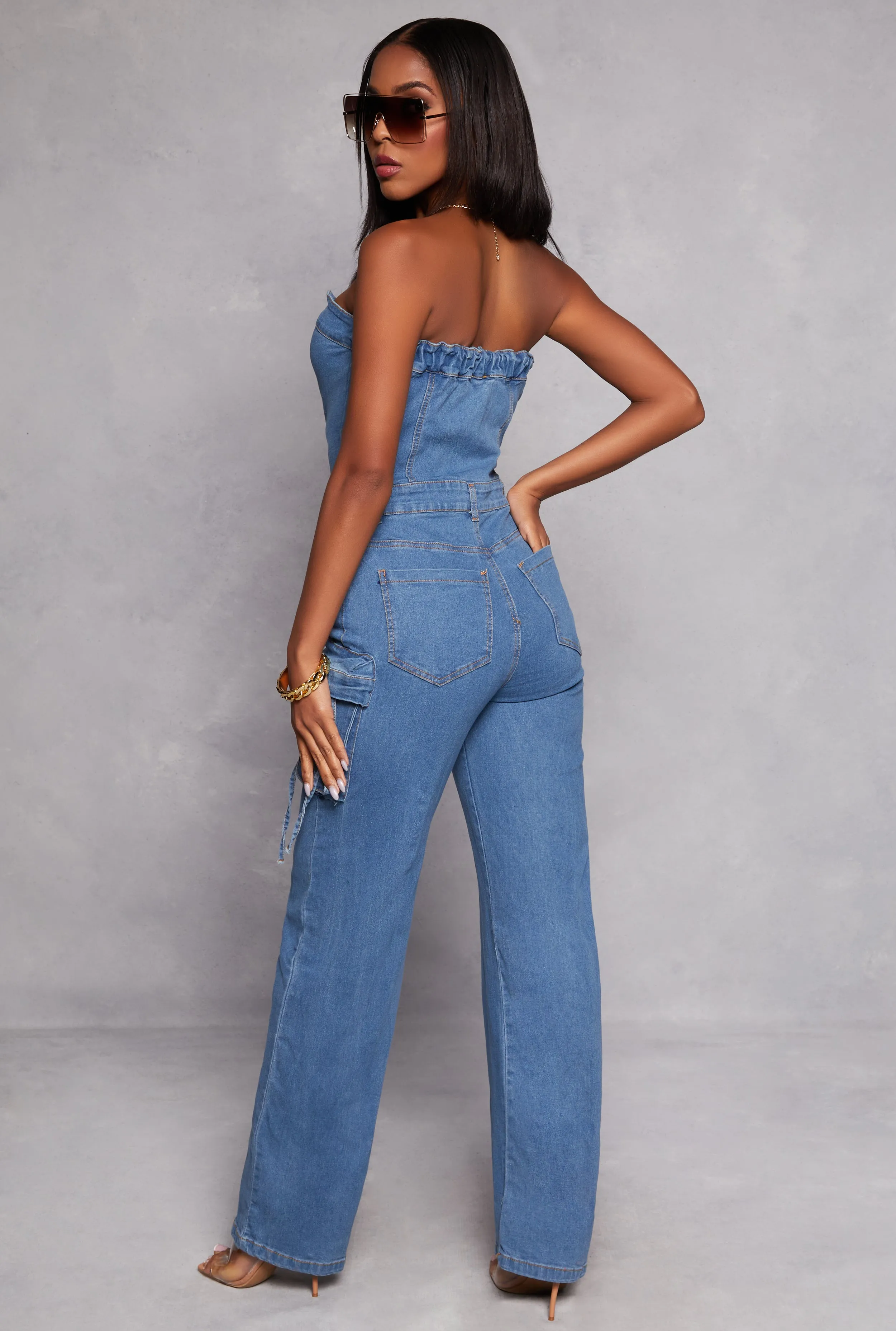 Daisy Denim Cargo Strapless Jumpsuit sold by Rainbow product image thumbnail 3