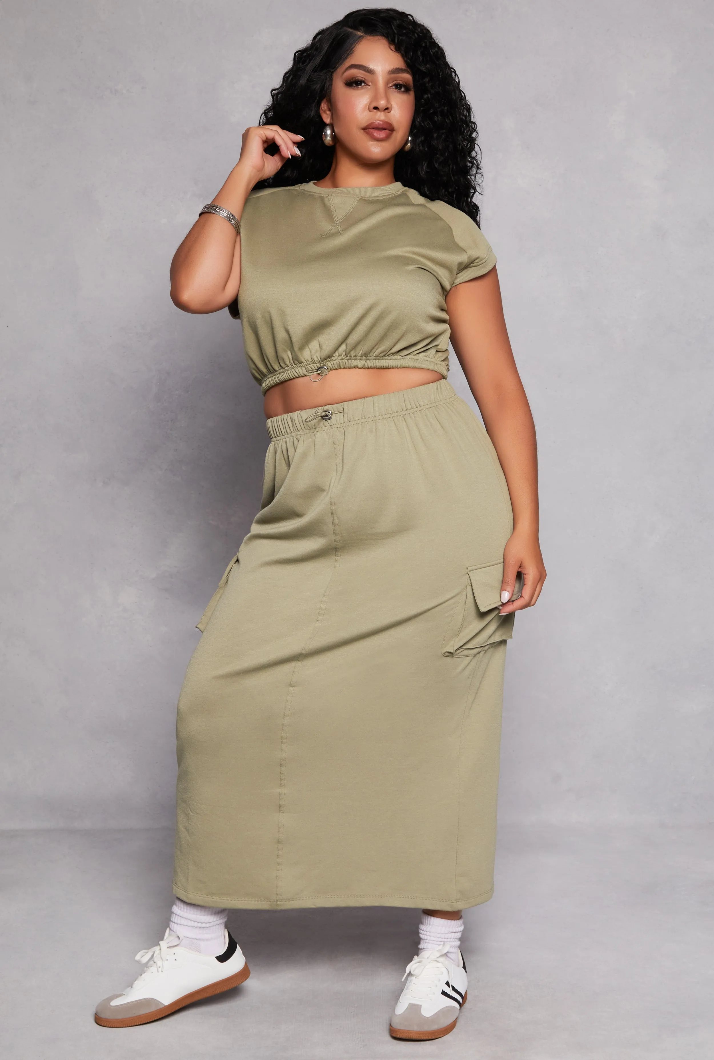 Plus Size Almost Famous Cargo Maxi Skirt sold by Rainbow