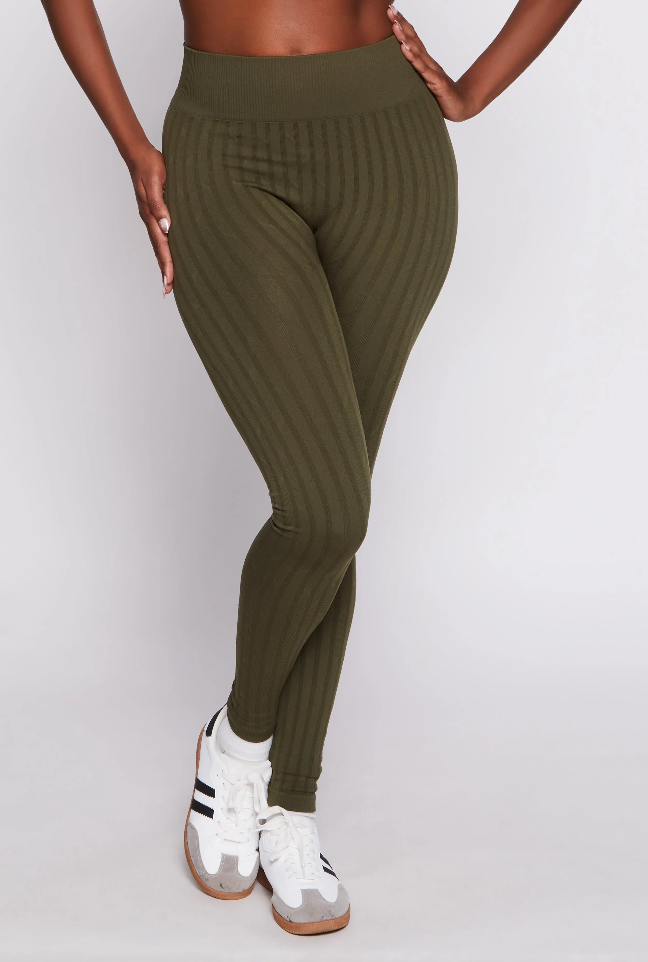 Seamless Textured Knit High Waisted Leggings sold by Rainbow product image thumbnail 2