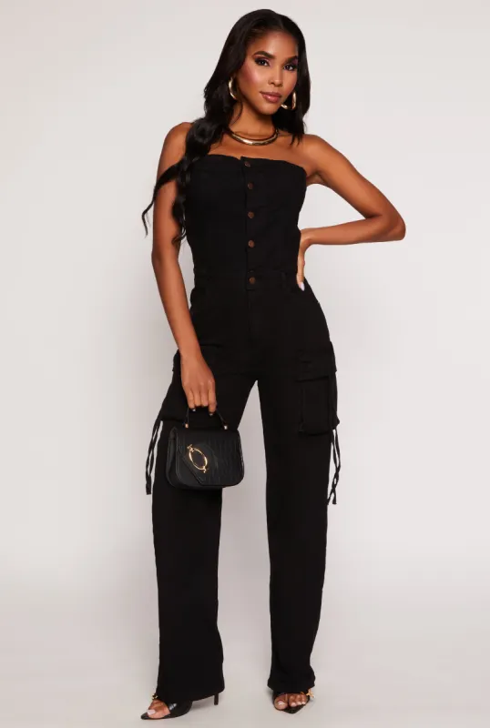 Daisy Denim Cargo Strapless Jumpsuit sold by Rainbow