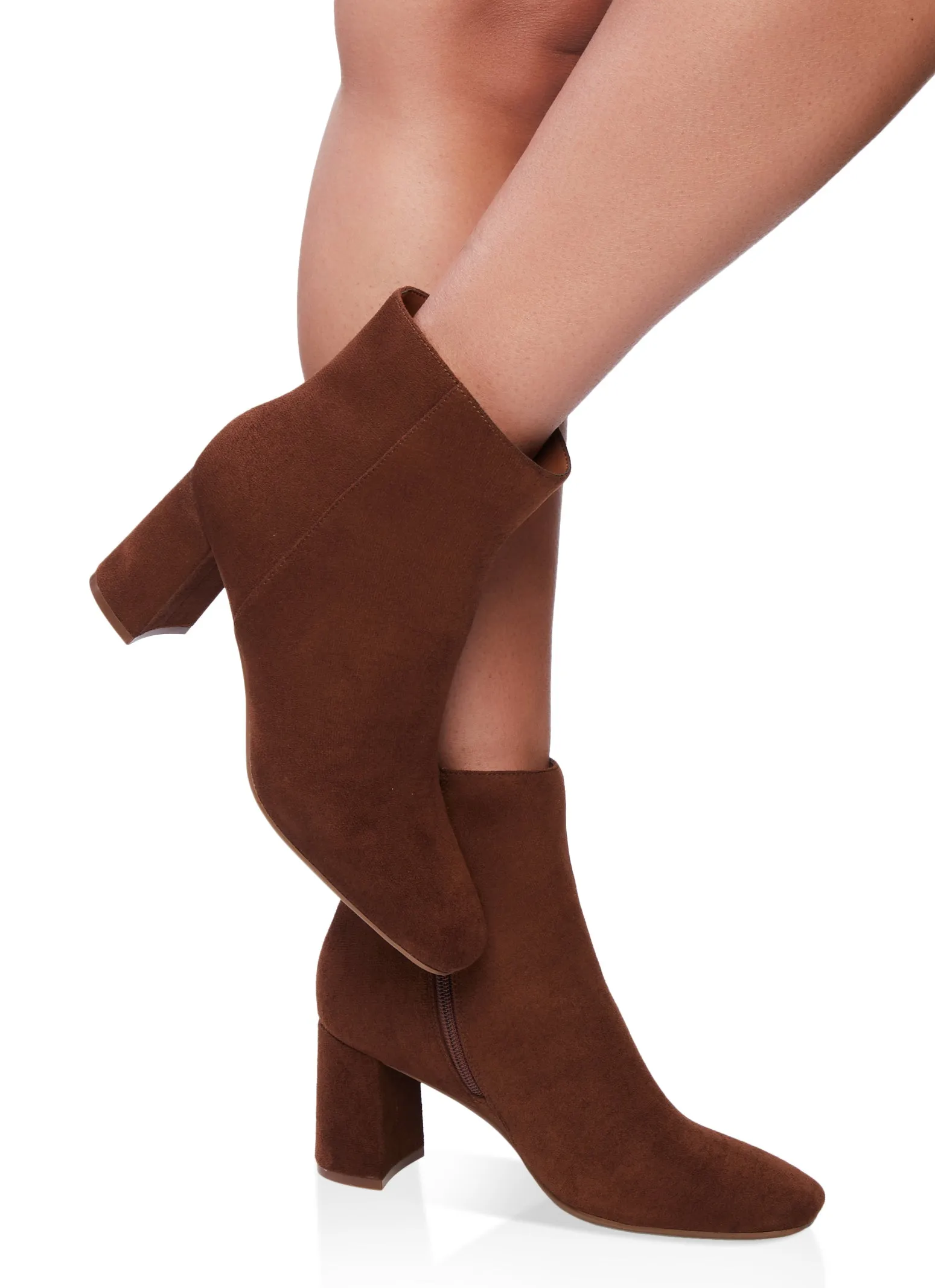 Side Zip Mid Block Heel Booties sold by Rainbow