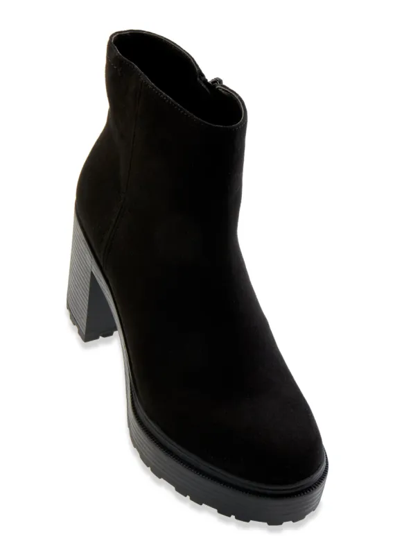 Solid Side Zip Block Heel Booties sold by Rainbow