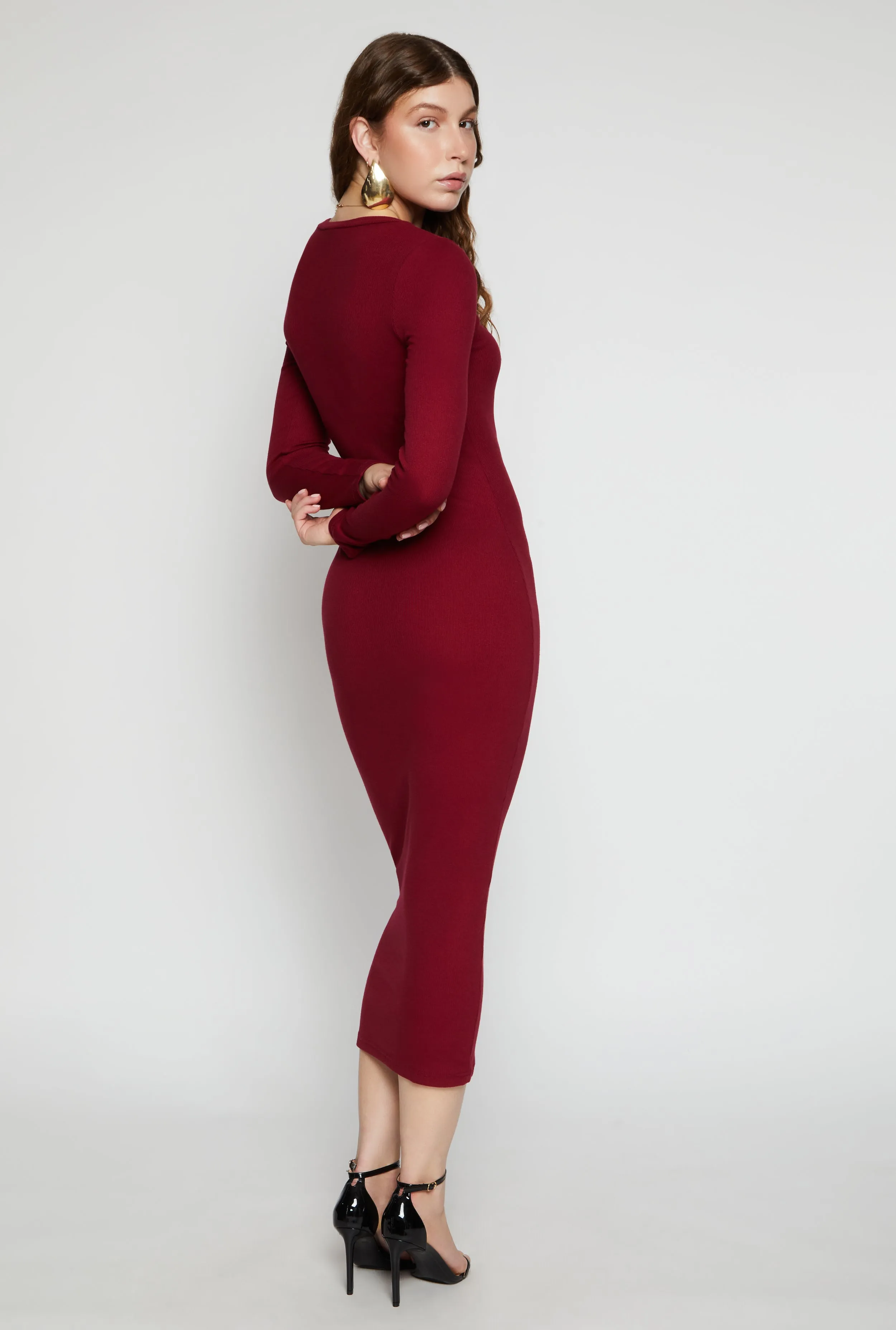 Daisy Ribbed Crew Neck Midi Dress sold by Rainbow product image thumbnail 3