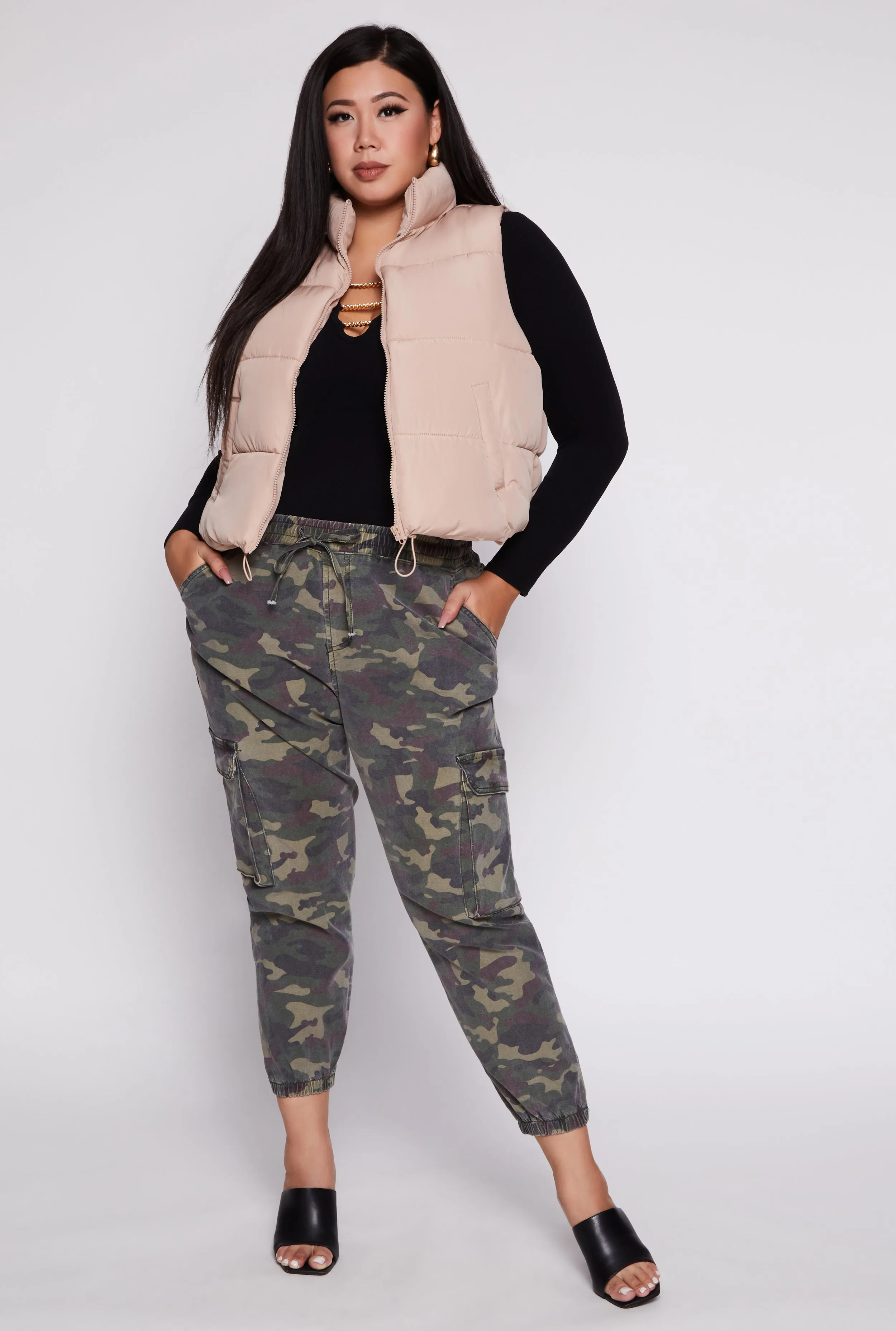 Plus Size Camo Denim Joggers sold by Rainbow