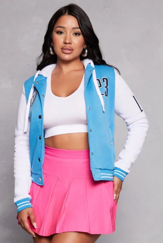 23 LA Graphic Patch Hooded Baseball Jacket sold by Rainbow