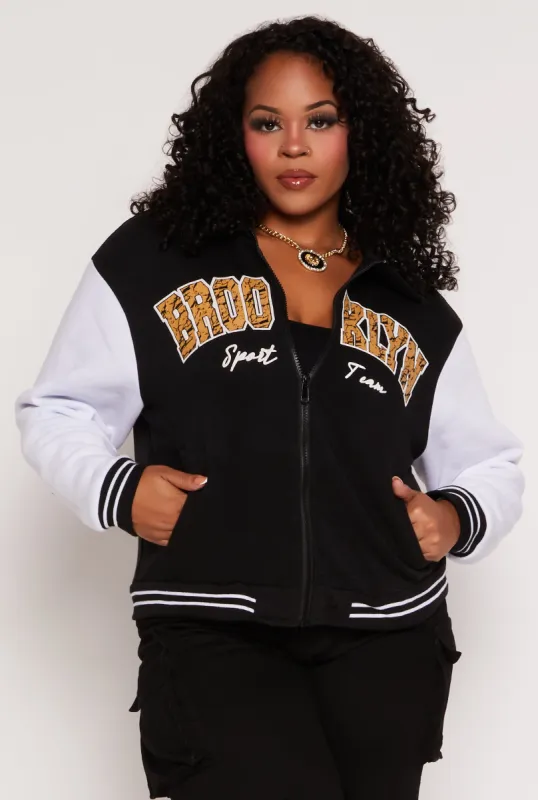 Plus Size Brooklyn Sport Team Varsity Jacket sold by Rainbow