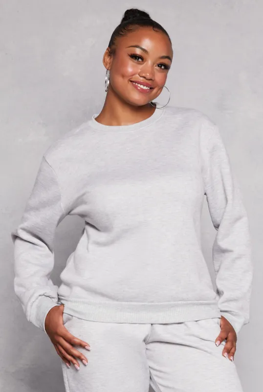 Plus Size Crew Neck Pullover Sweatshirt sold by Rainbow