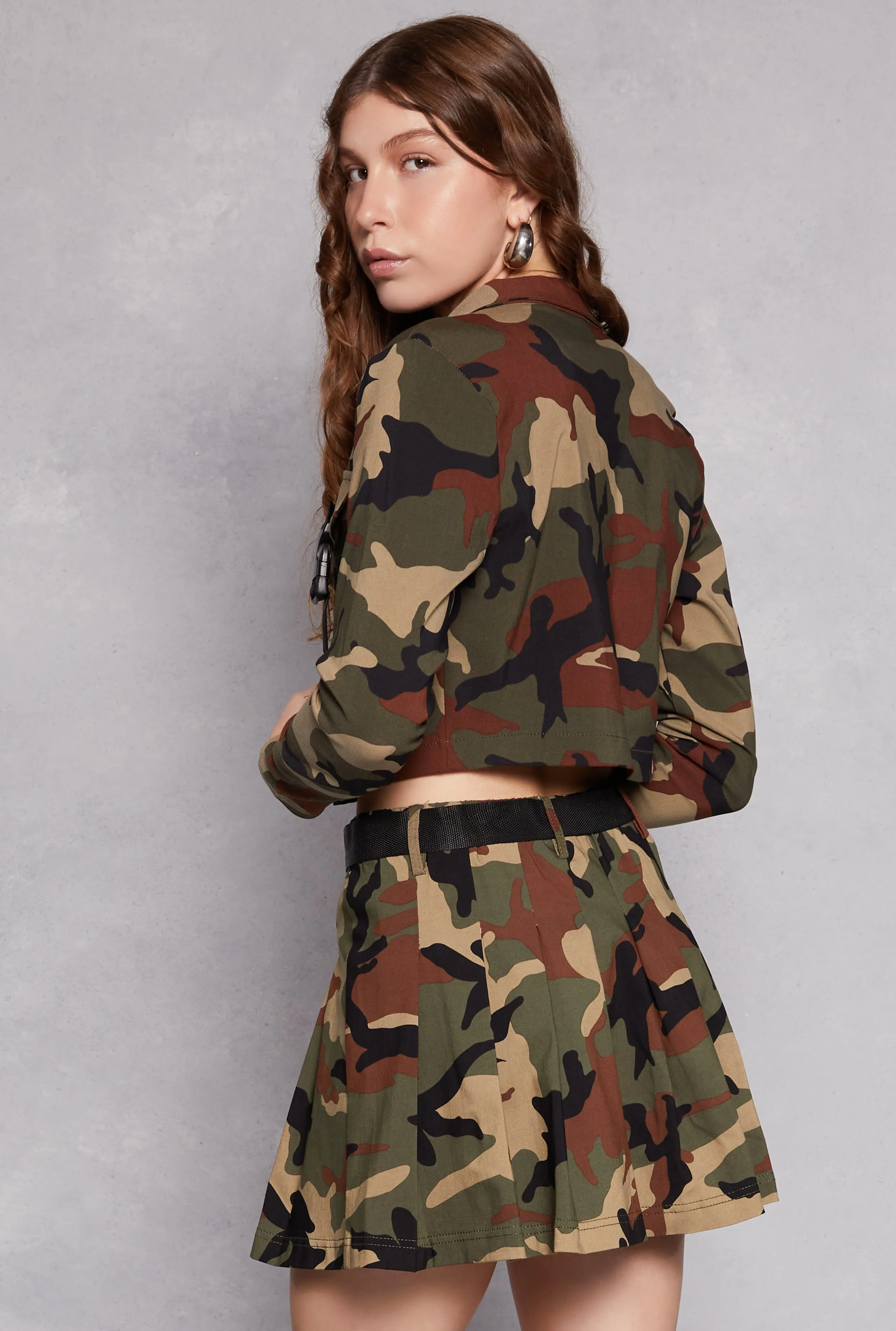 Camo Buckle Pocket Detail Cropped Jacket sold by Rainbow product image thumbnail 3