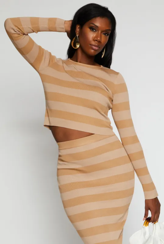 Striped Crew Neck Long Sleeve Sweater sold by Rainbow