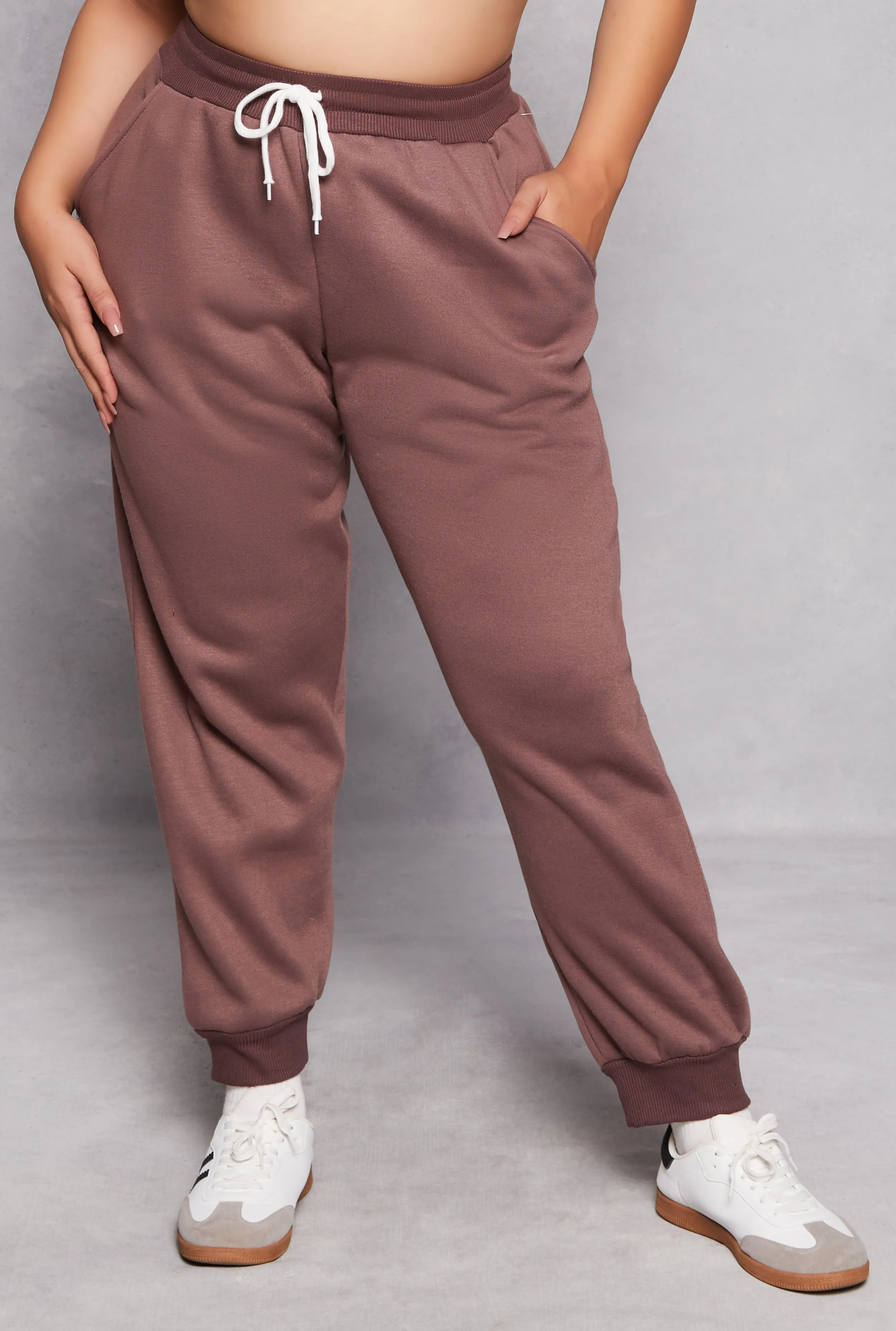 Plus Size Solid Fleece Drawstring Joggers sold by Rainbow product image thumbnail 2