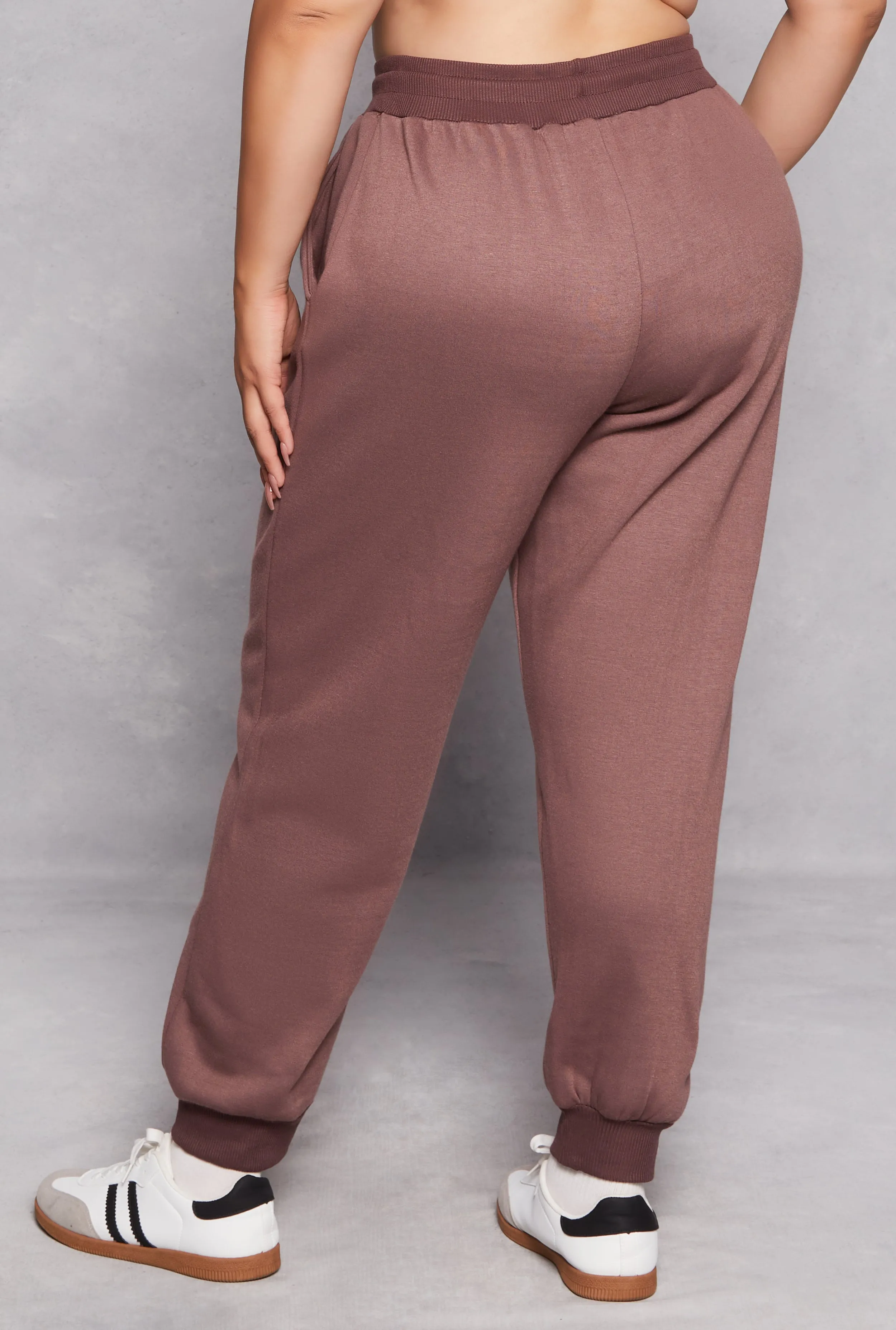 Plus Size Solid Fleece Drawstring Joggers sold by Rainbow product image thumbnail 3