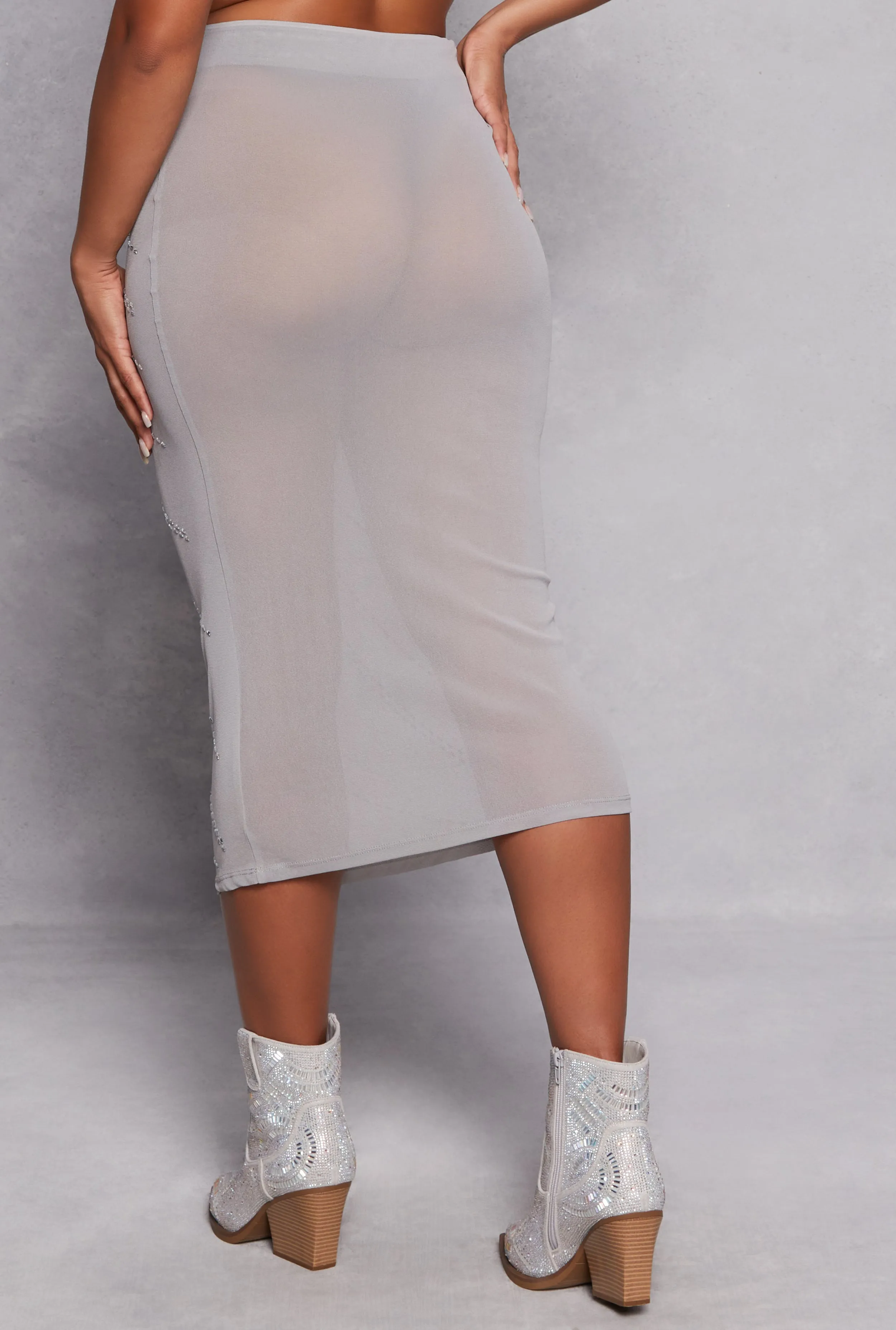 Mesh Embellished Midi Skirt sold by Rainbow product image thumbnail 3