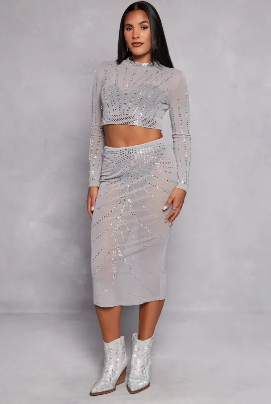 Mesh Embellished Midi Skirt sold by Rainbow