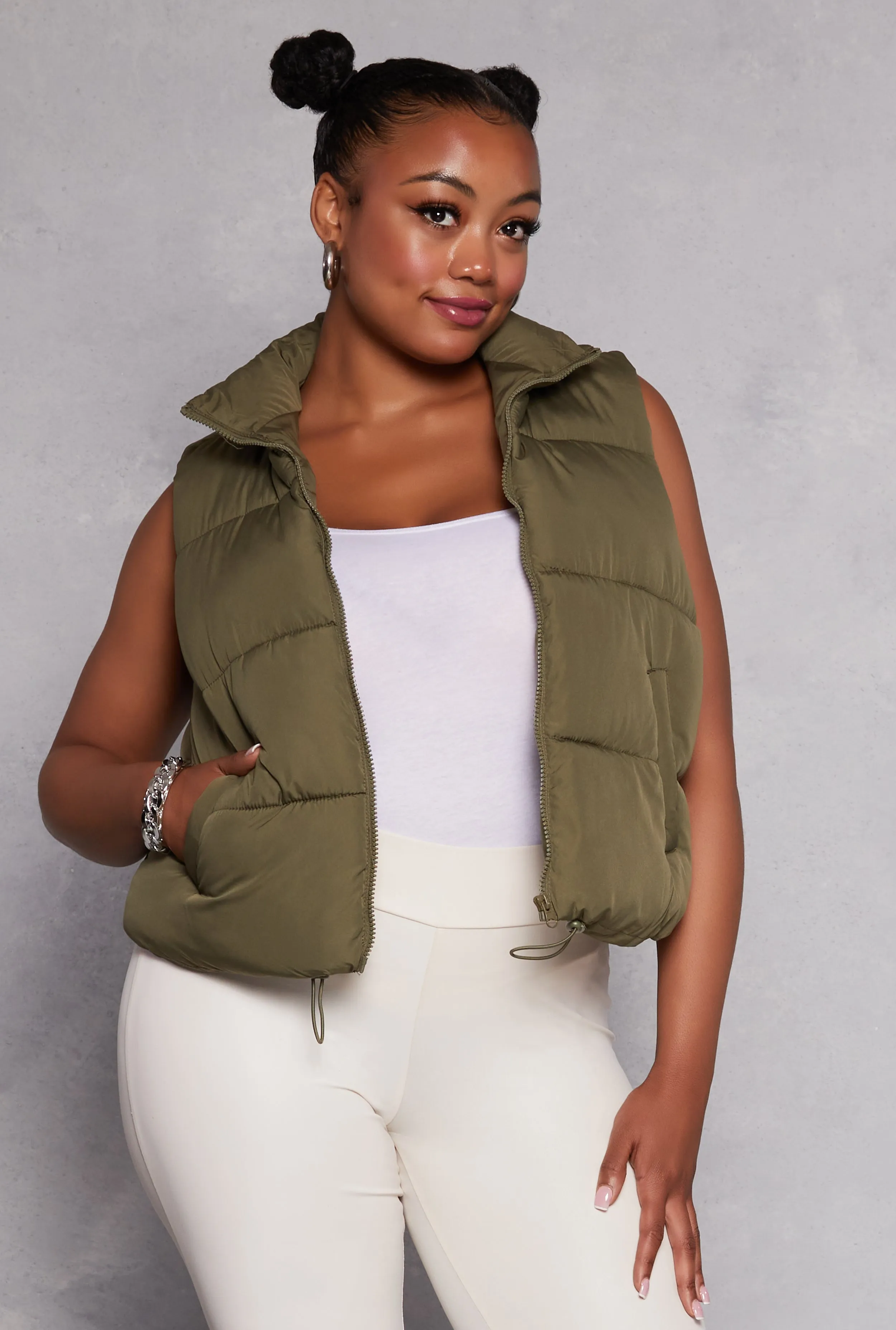 Plus Size Almost Famous Nylon Puffer Vest sold by Rainbow