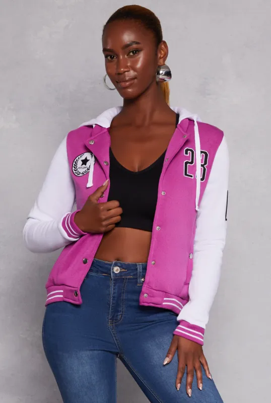 23 LA Graphic Patch Hooded Baseball Jacket sold by Rainbow