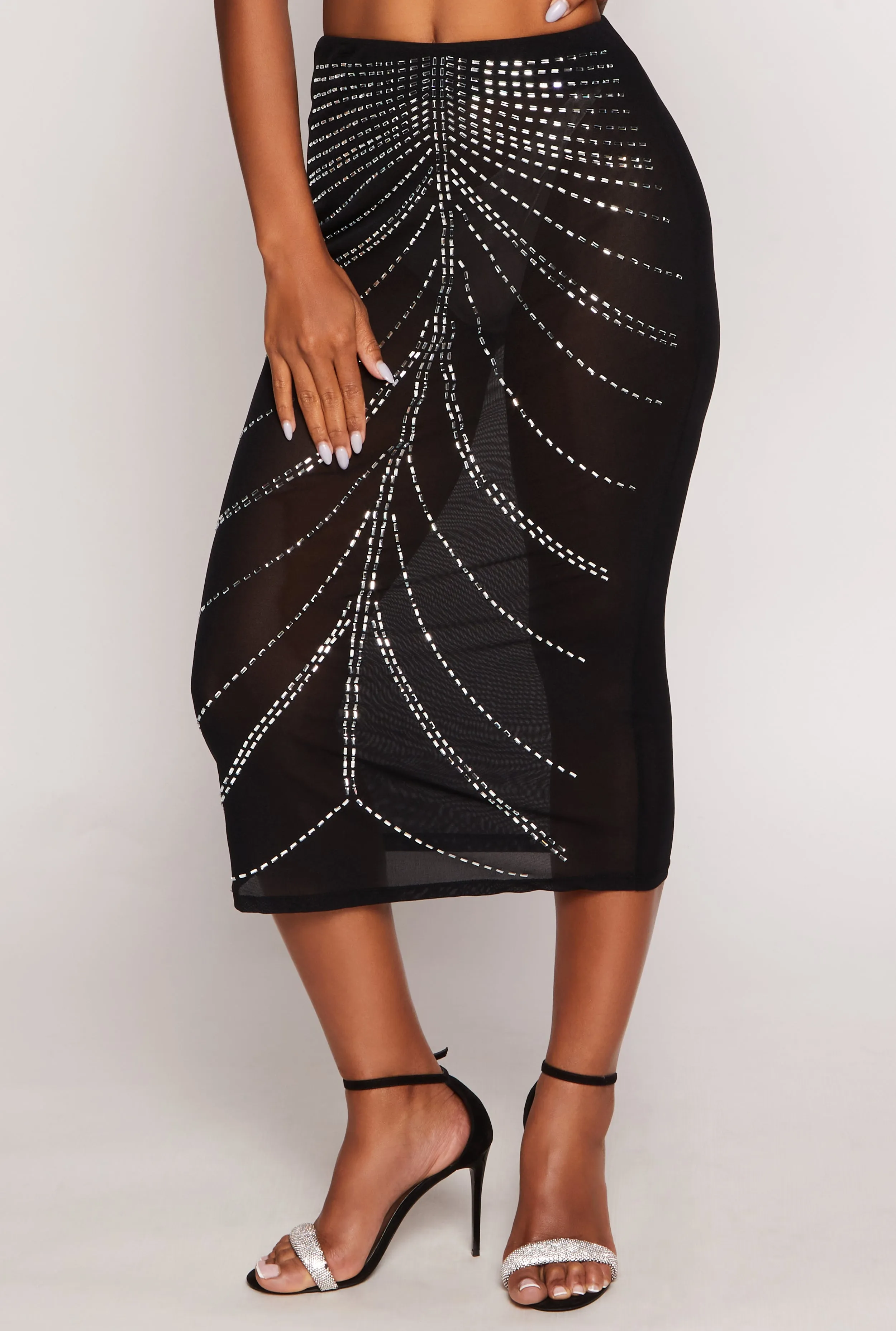 Mesh Embellished Midi Skirt sold by Rainbow product image thumbnail 2