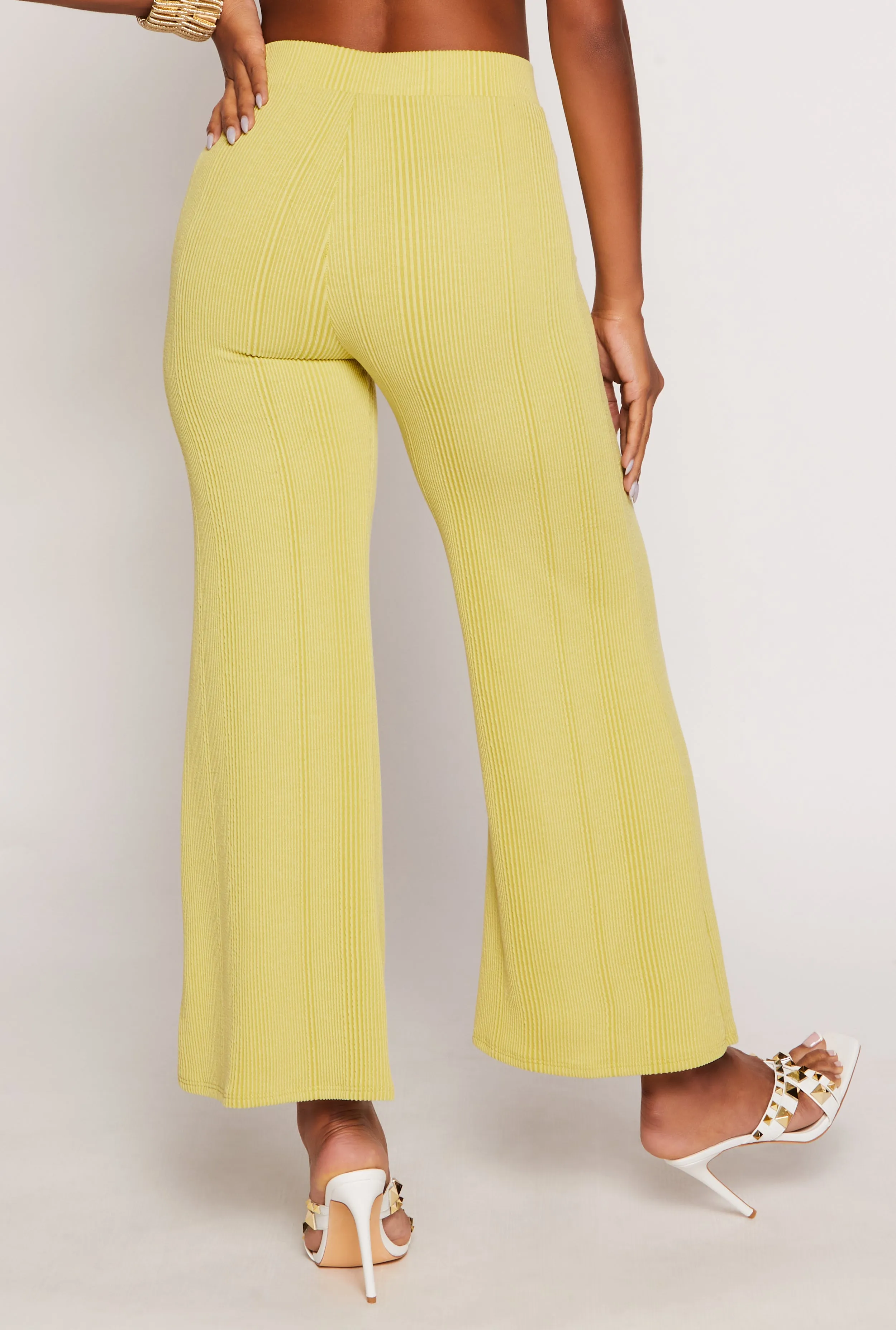 Rib Knit High Waisted Wide Leg Pants sold by Rainbow product image thumbnail 3
