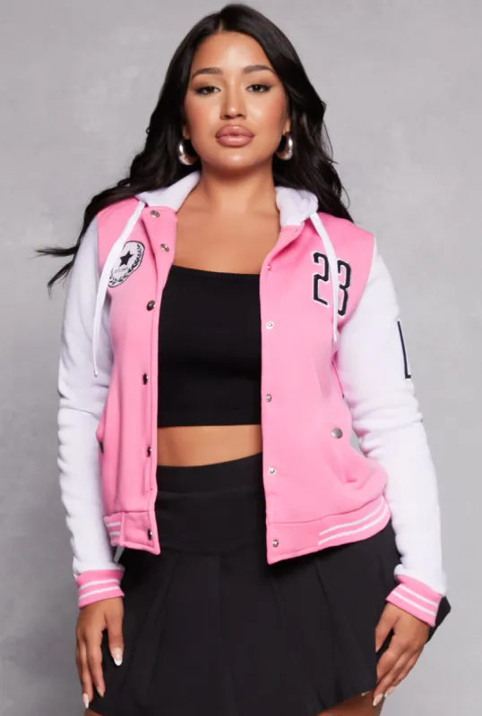 23 LA Graphic Patch Hooded Baseball Jacket sold by Rainbow