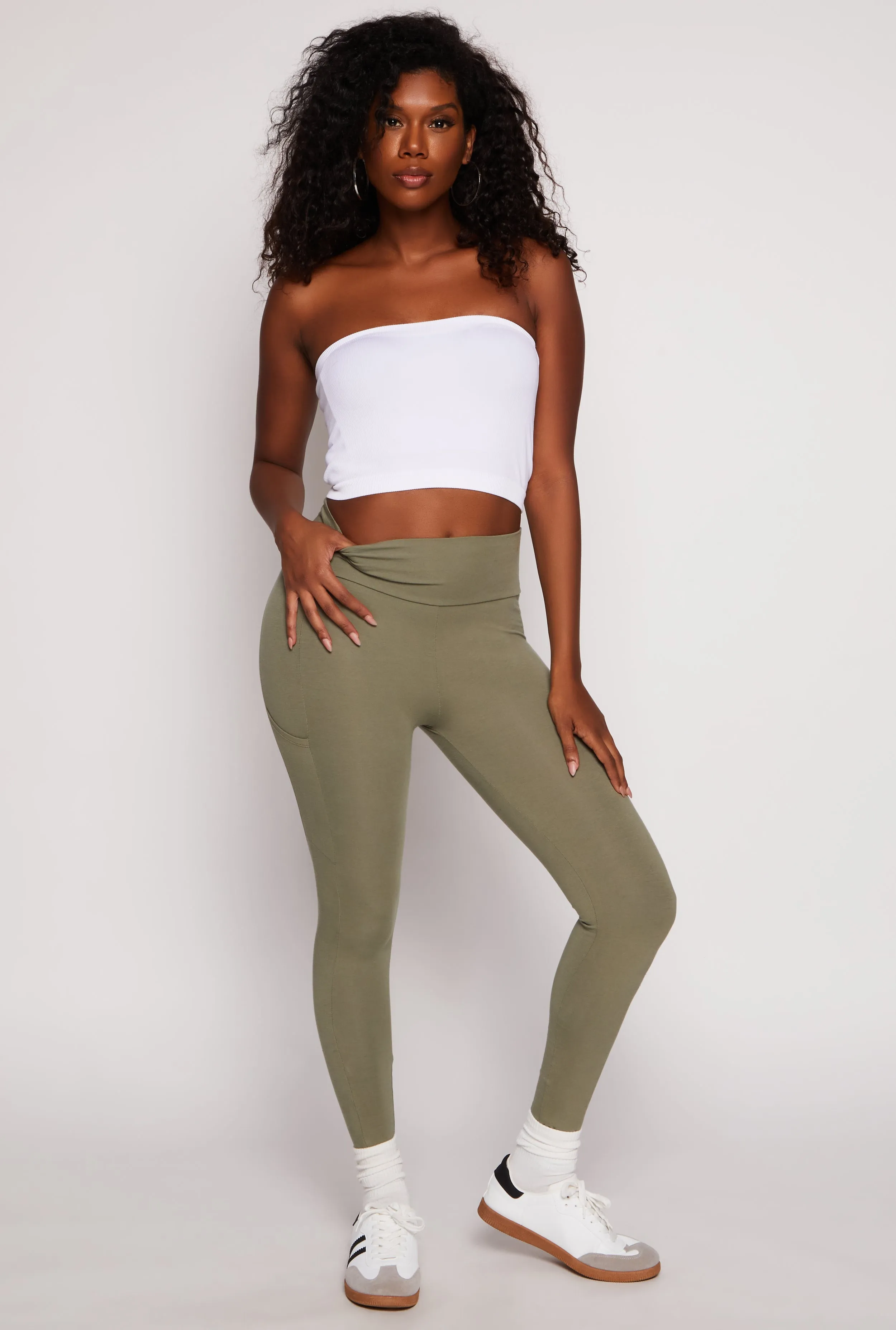 Solid High Waisted Cell Phone Pocket Leggings sold by Rainbow