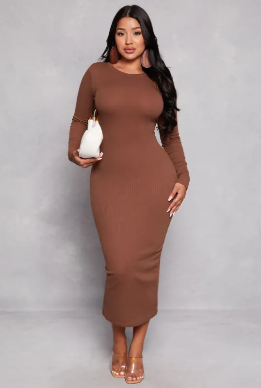 Daisy Ribbed Crew Neck Midi Dress sold by Rainbow