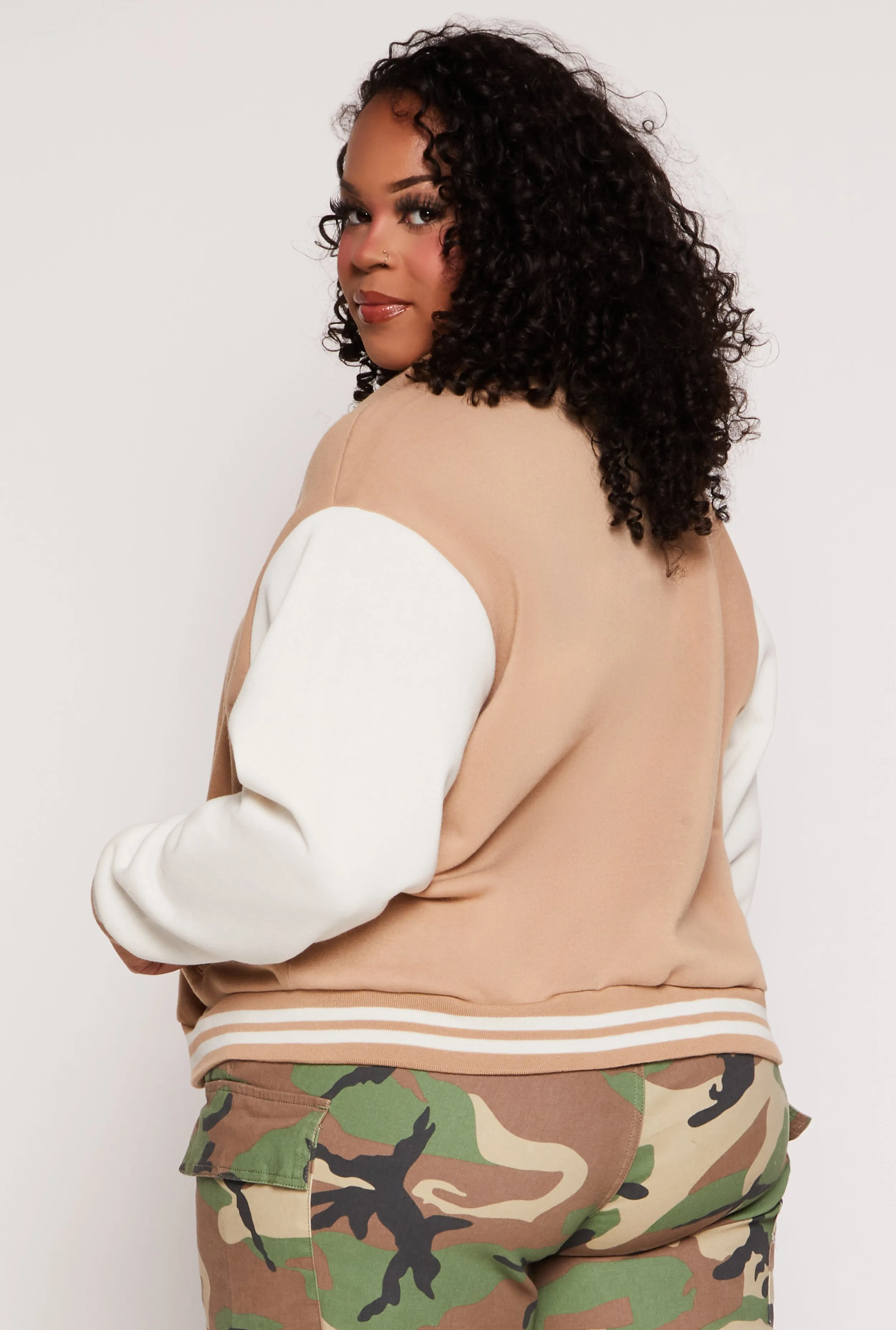 Plus Size BK Graphic Zip Front Letterman Jacket sold by Rainbow product image thumbnail 3