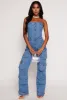 Daisy Denim Strapless Button Front Cargo Jumpsuit sold by Rainbow