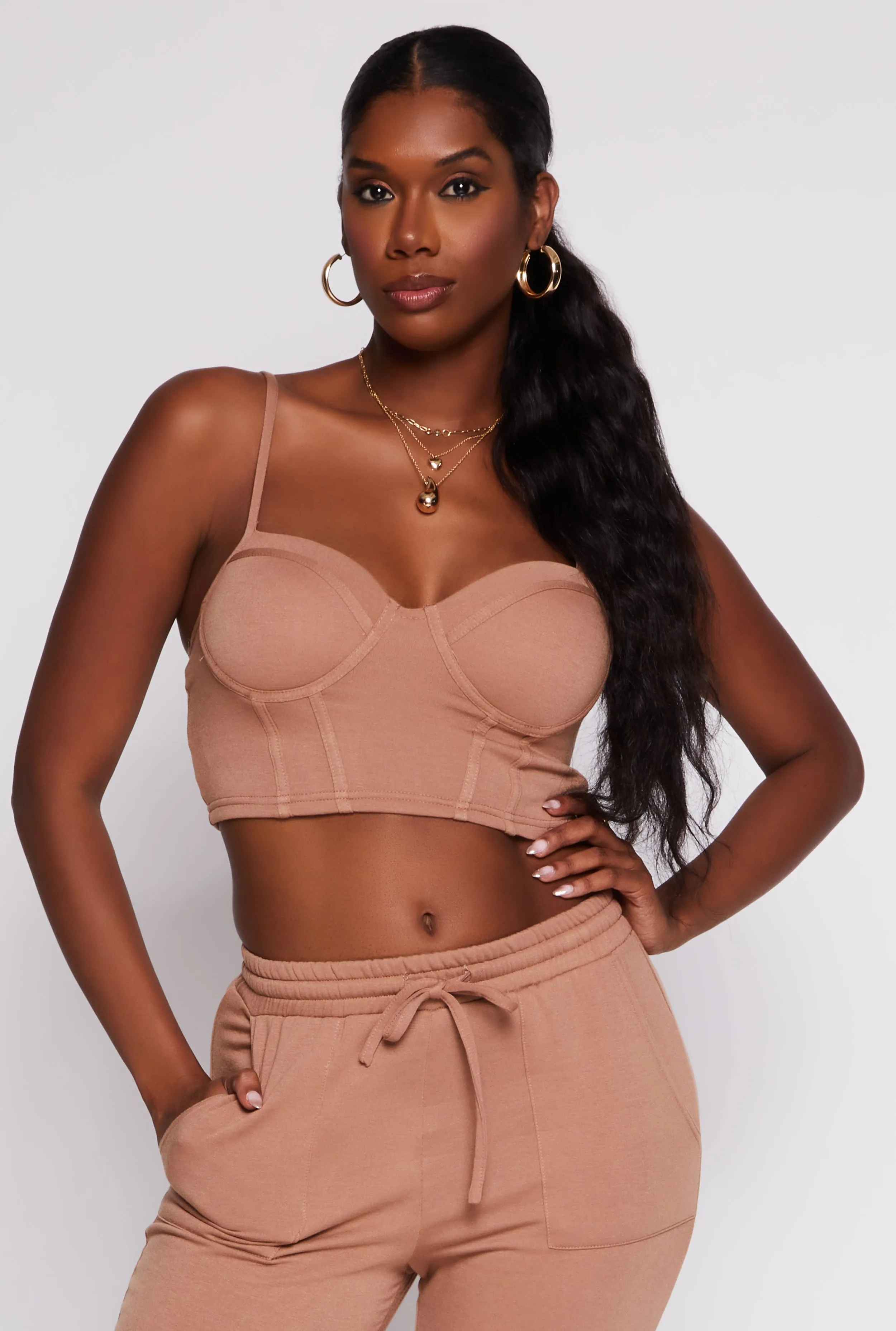 Haute Monde Solid Cropped Corset Top sold by Rainbow