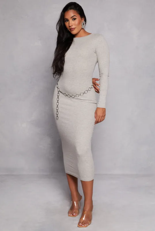 Daisy Ribbed Crew Neck Midi Dress sold by Rainbow