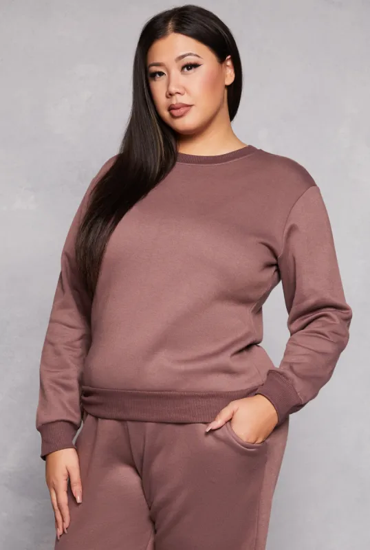 Plus Size Crew Neck Pullover Sweatshirt sold by Rainbow