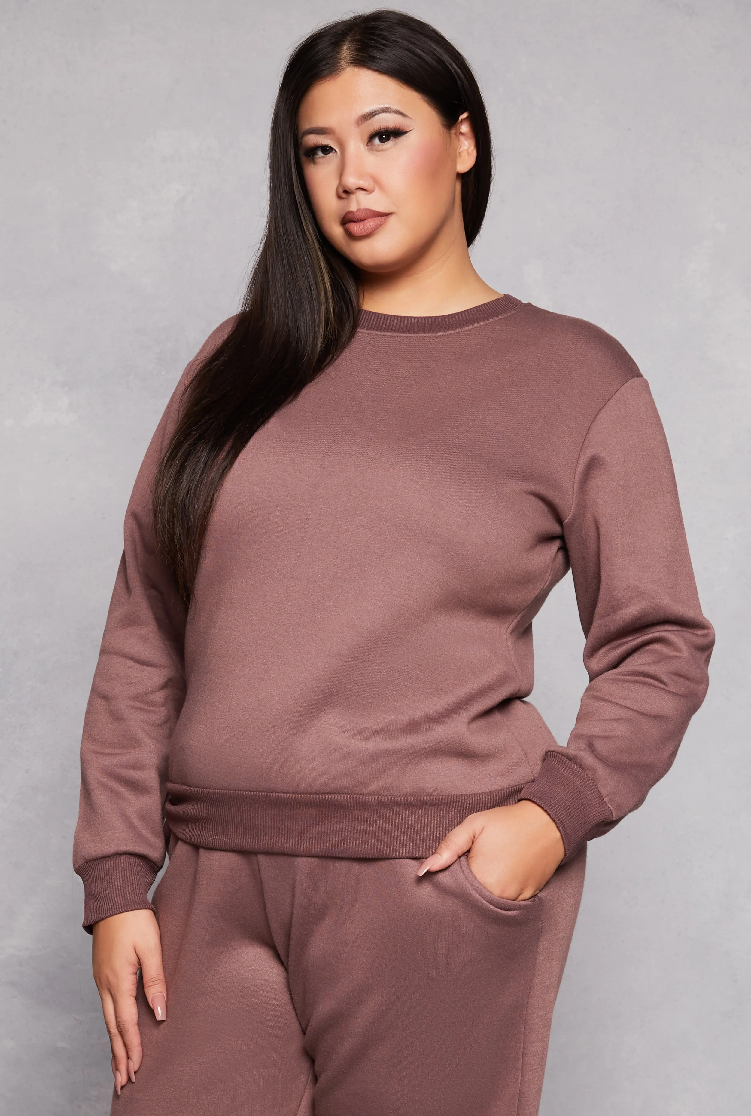 Plus Size Crew Neck Pullover Sweatshirt sold by Rainbow
