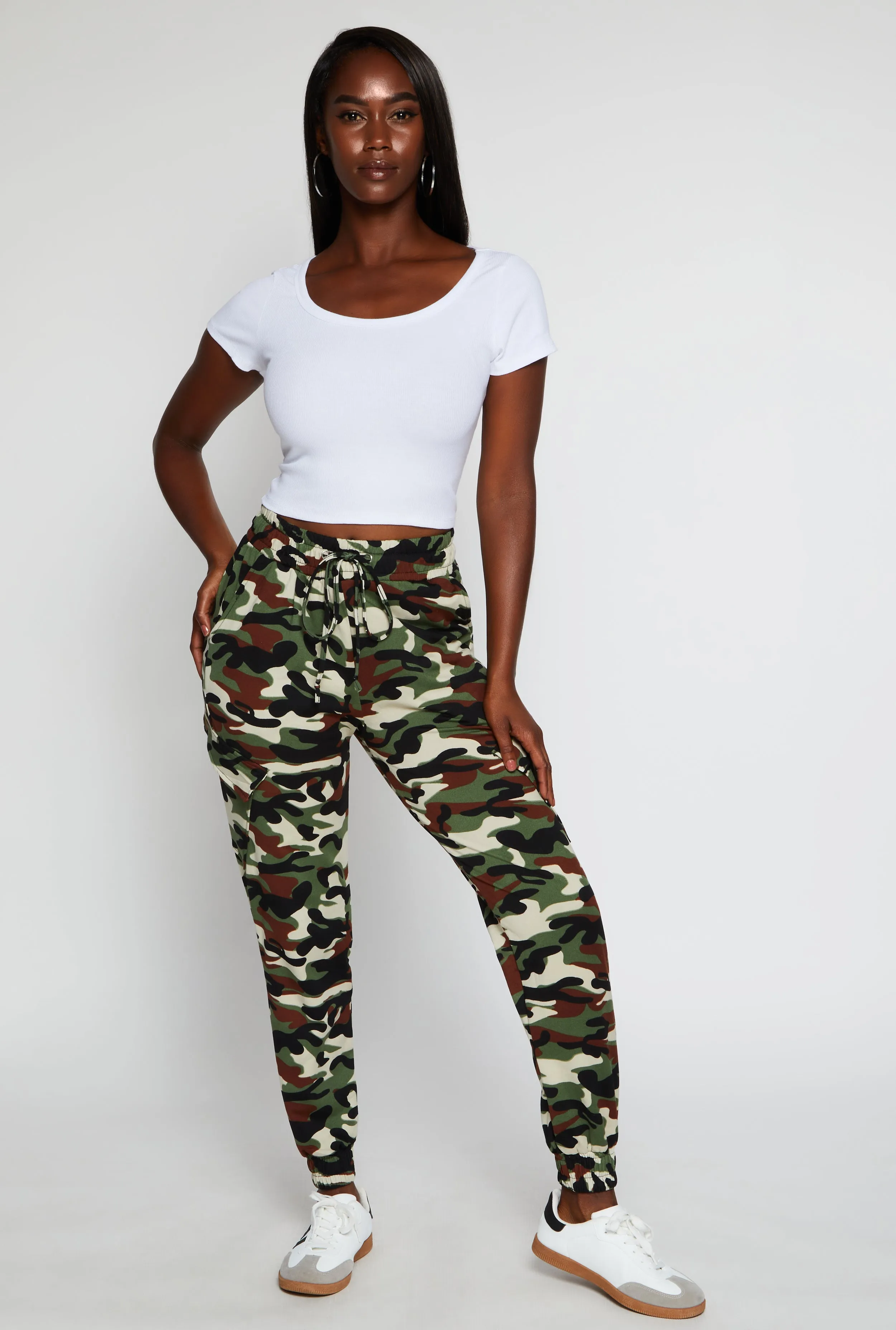 Drawstring Camo Cargo Joggers sold by Rainbow