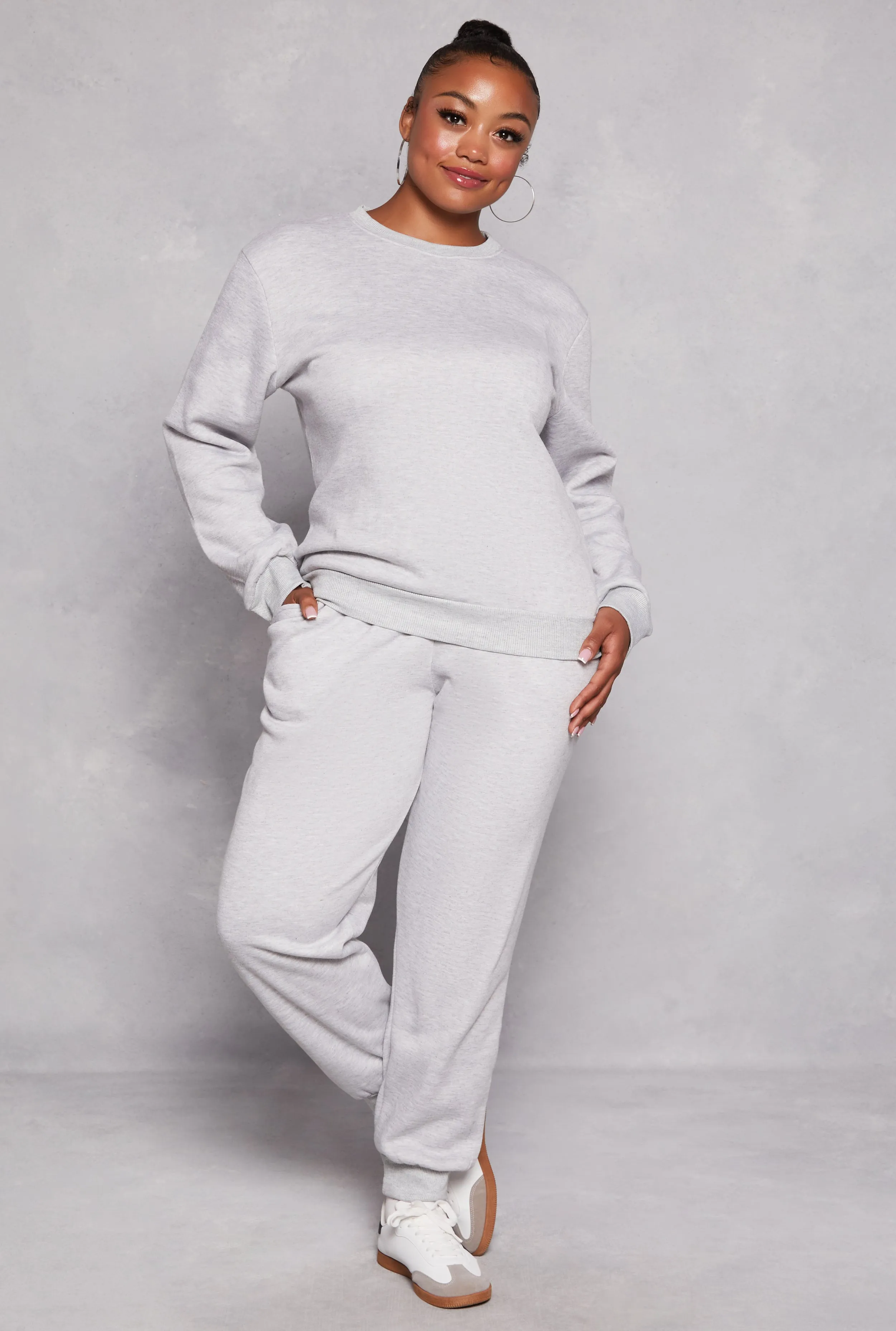 Plus Size Solid Fleece Drawstring Joggers sold by Rainbow