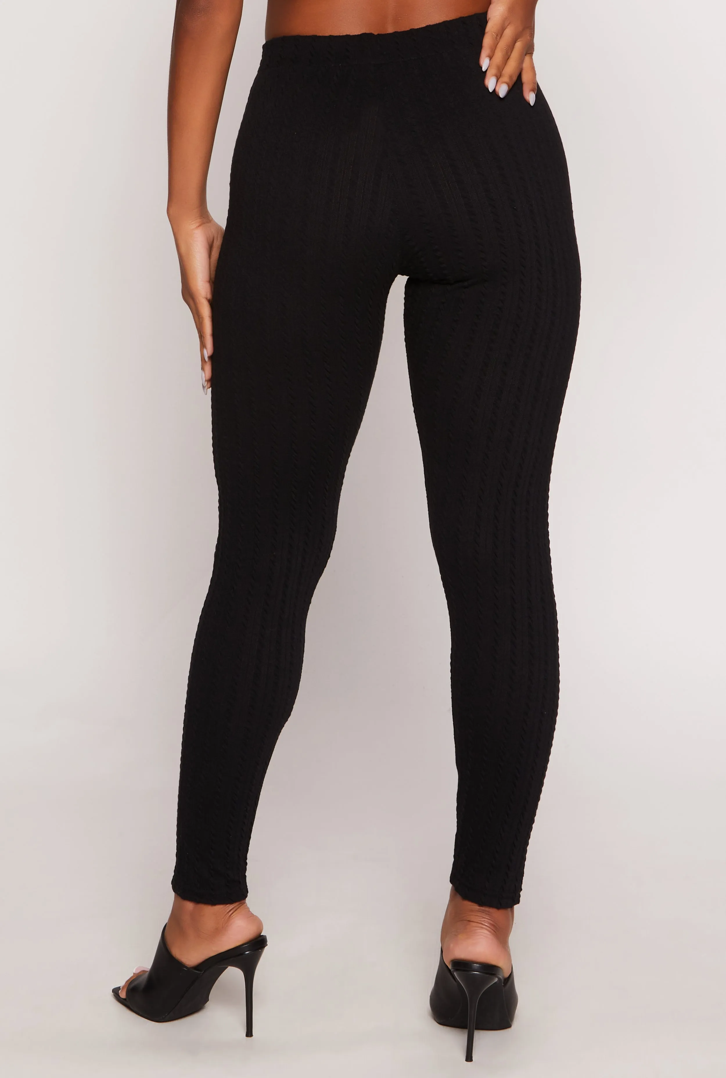 High Waisted Ribbed Knit Leggings sold by Rainbow product image thumbnail 3