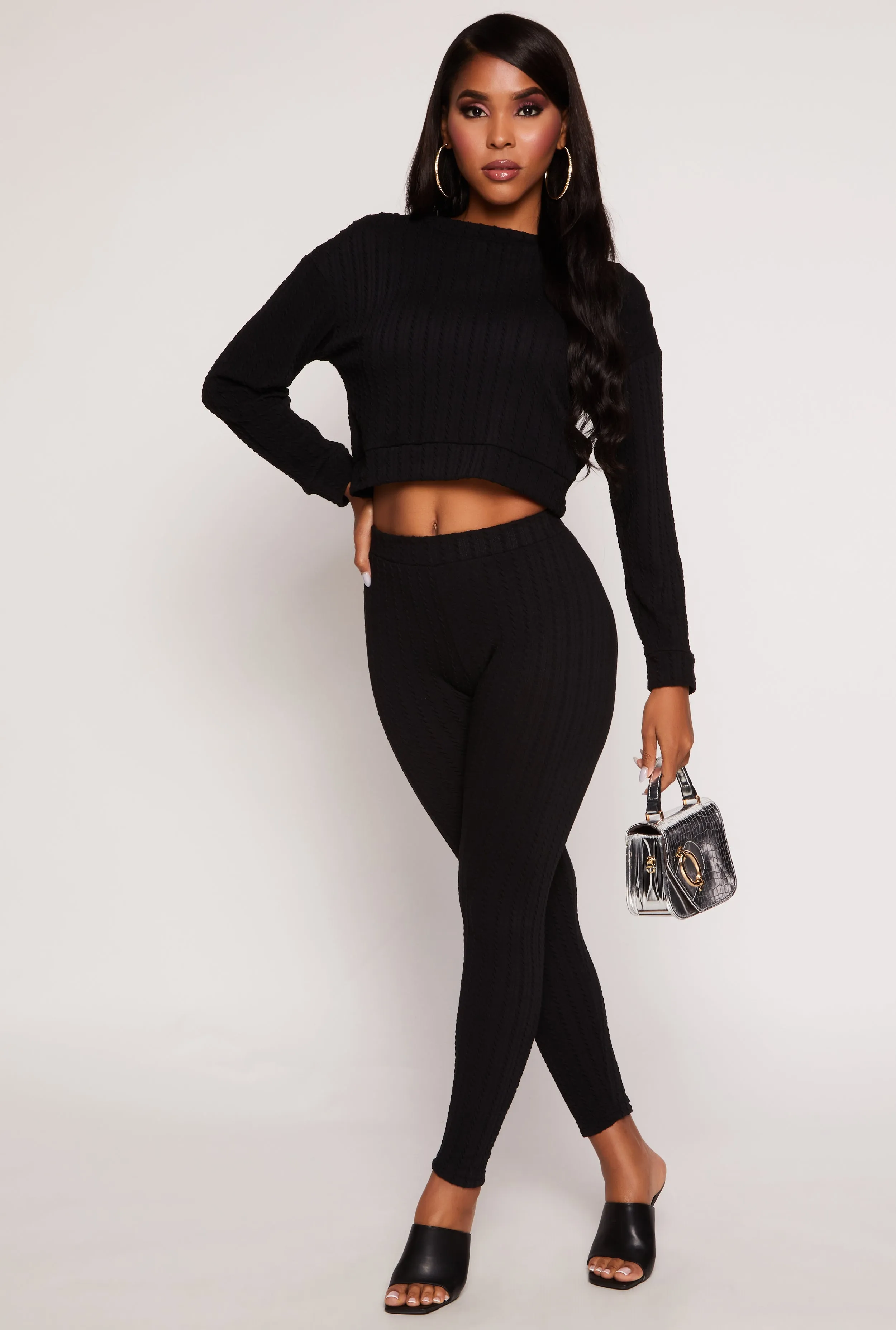 High Waisted Ribbed Knit Leggings sold by Rainbow