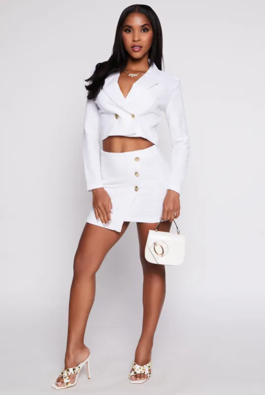 Three Button Asymmetrical Mini Skirt sold by Rainbow