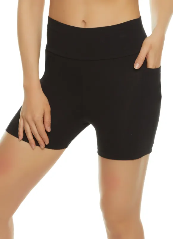 Side Pocket High Waist Biker Shorts sold by Rainbow