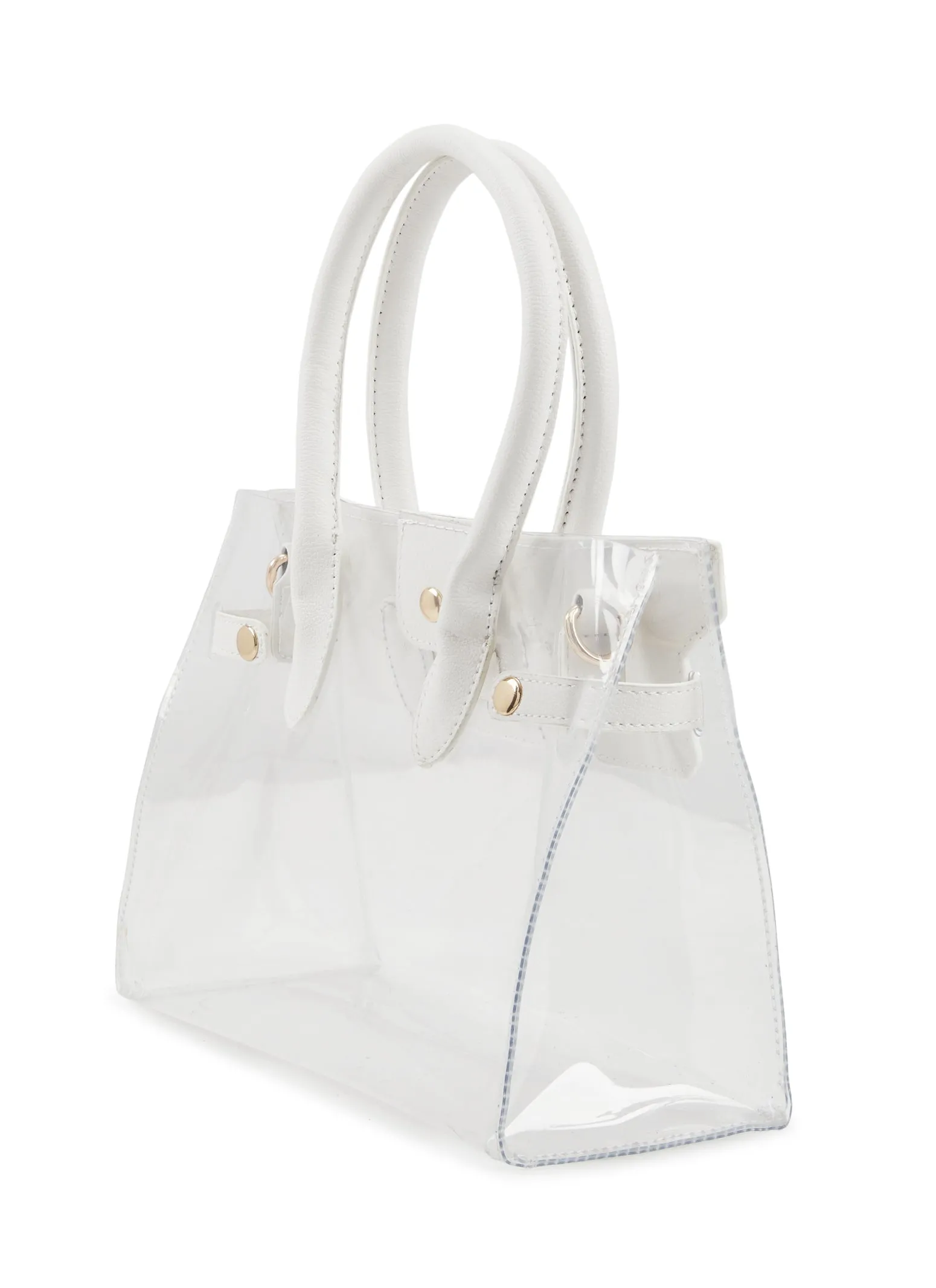 Faux Leather Handle Clear Handbag sold by Rainbow product image thumbnail 3