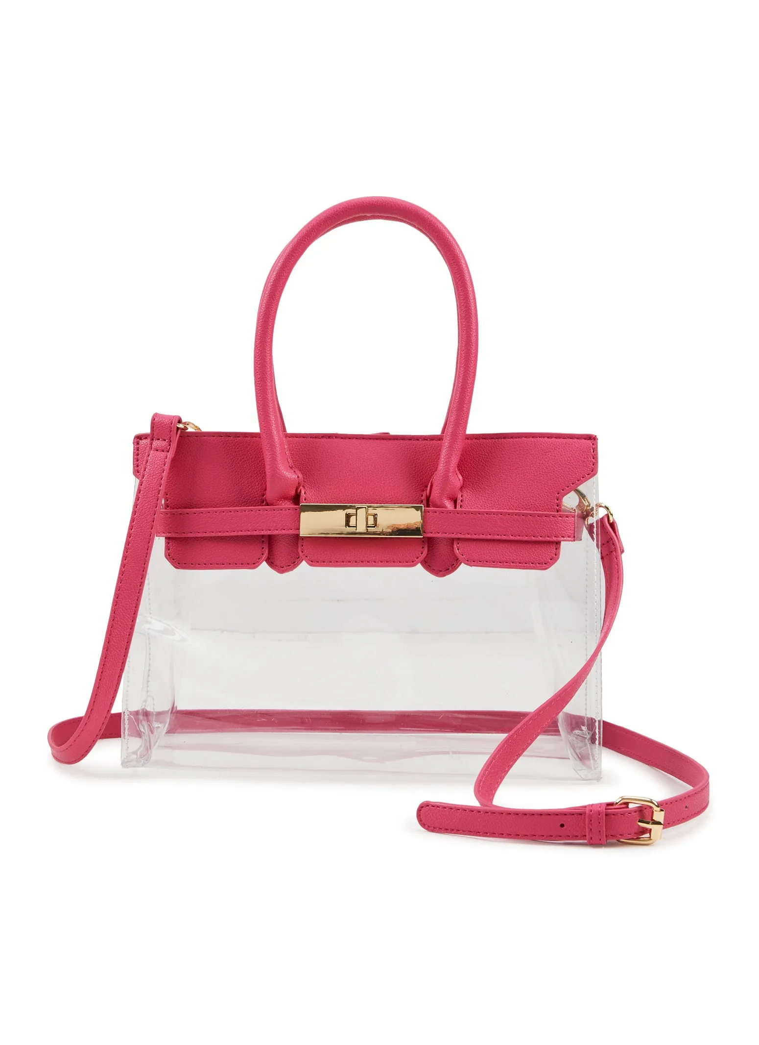 Faux Leather Handle Clear Handbag sold by Rainbow product image thumbnail 2