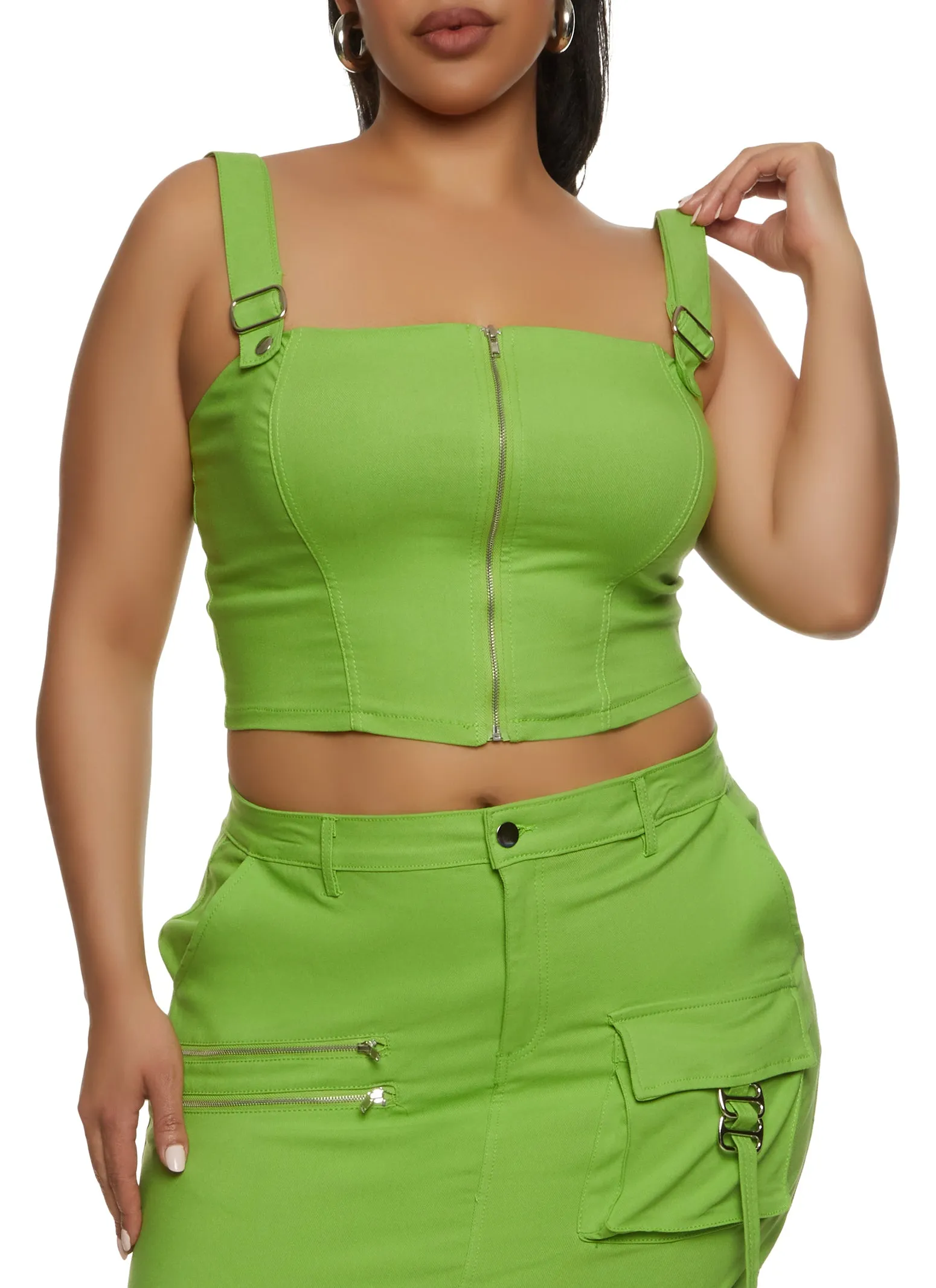 Plus Size Buckle Strap Zip Front Cropped Corset Top sold by Rainbow product image thumbnail 2