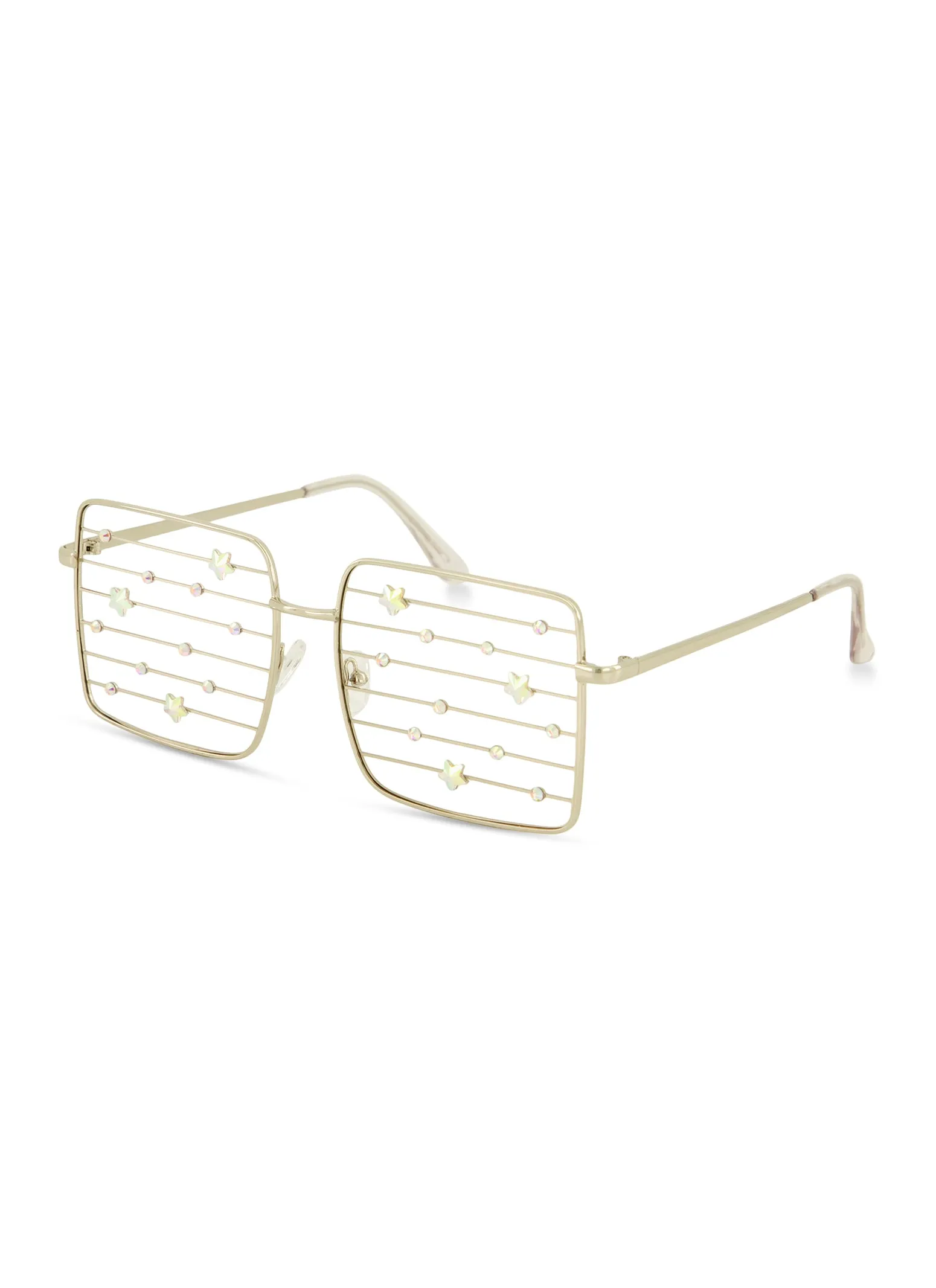 Cut Out Star Rhinestone Lens Squared Glasses sold by Rainbow product image thumbnail 2