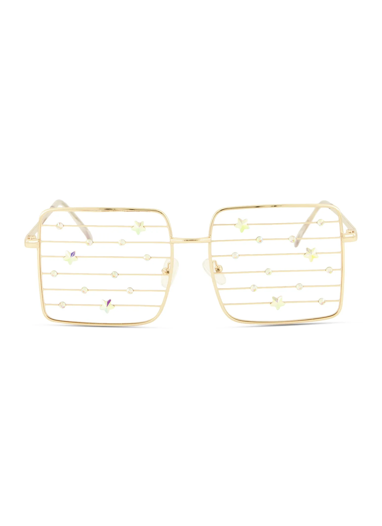 Cut Out Star Rhinestone Lens Squared Glasses sold by Rainbow