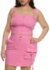Plus Size Buckle Strap Zip Front Cropped Corset Top sold by Rainbow