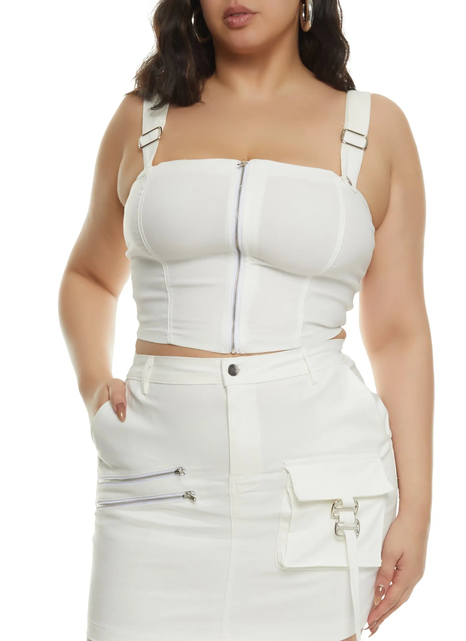 Plus Size Buckle Strap Zip Front Cropped Corset Top sold by Rainbow product image thumbnail 2
