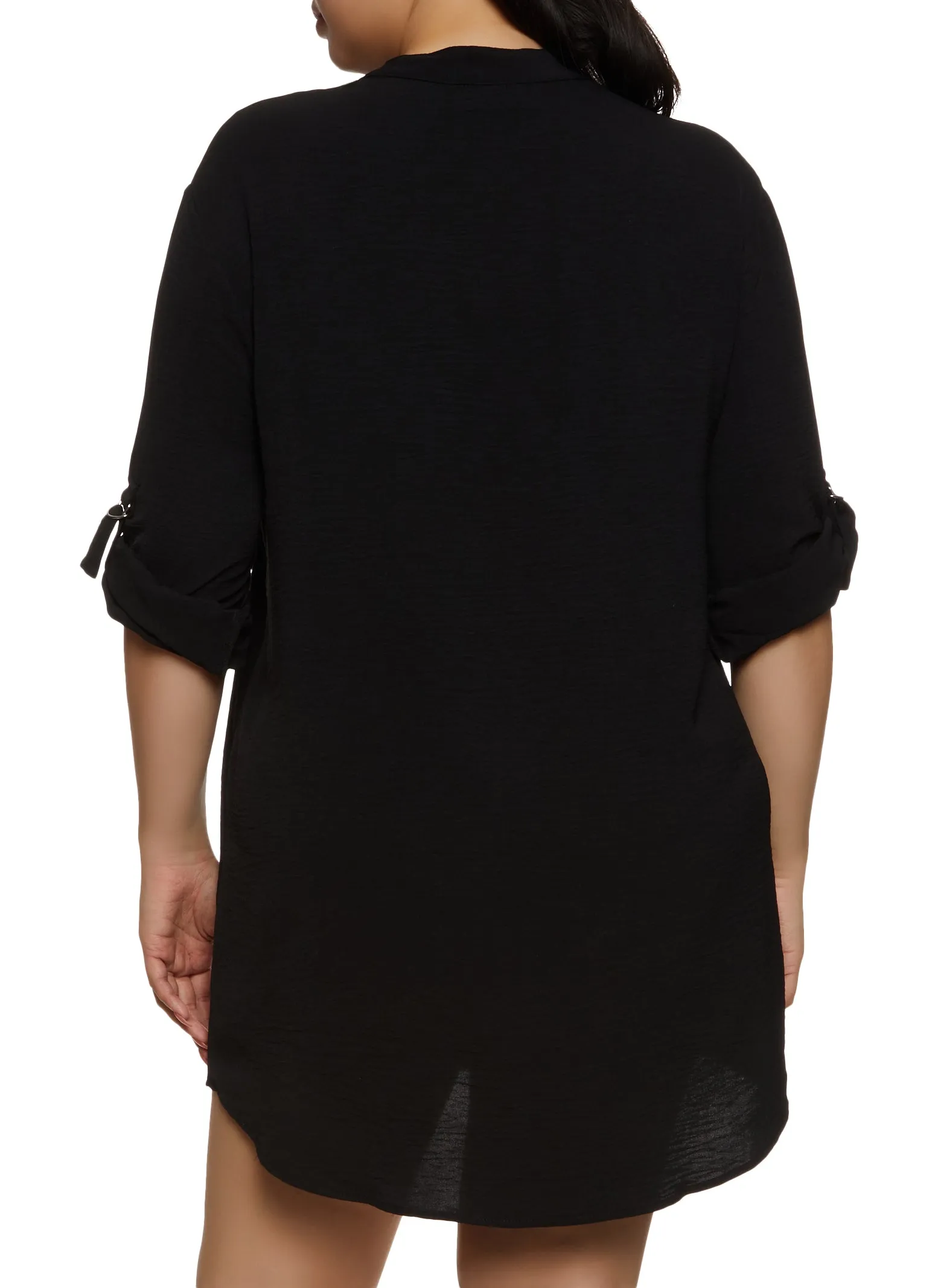 Plus Size Flap Pocket Tabbed Sleeve Shirt Dress sold by Rainbow product image thumbnail 3