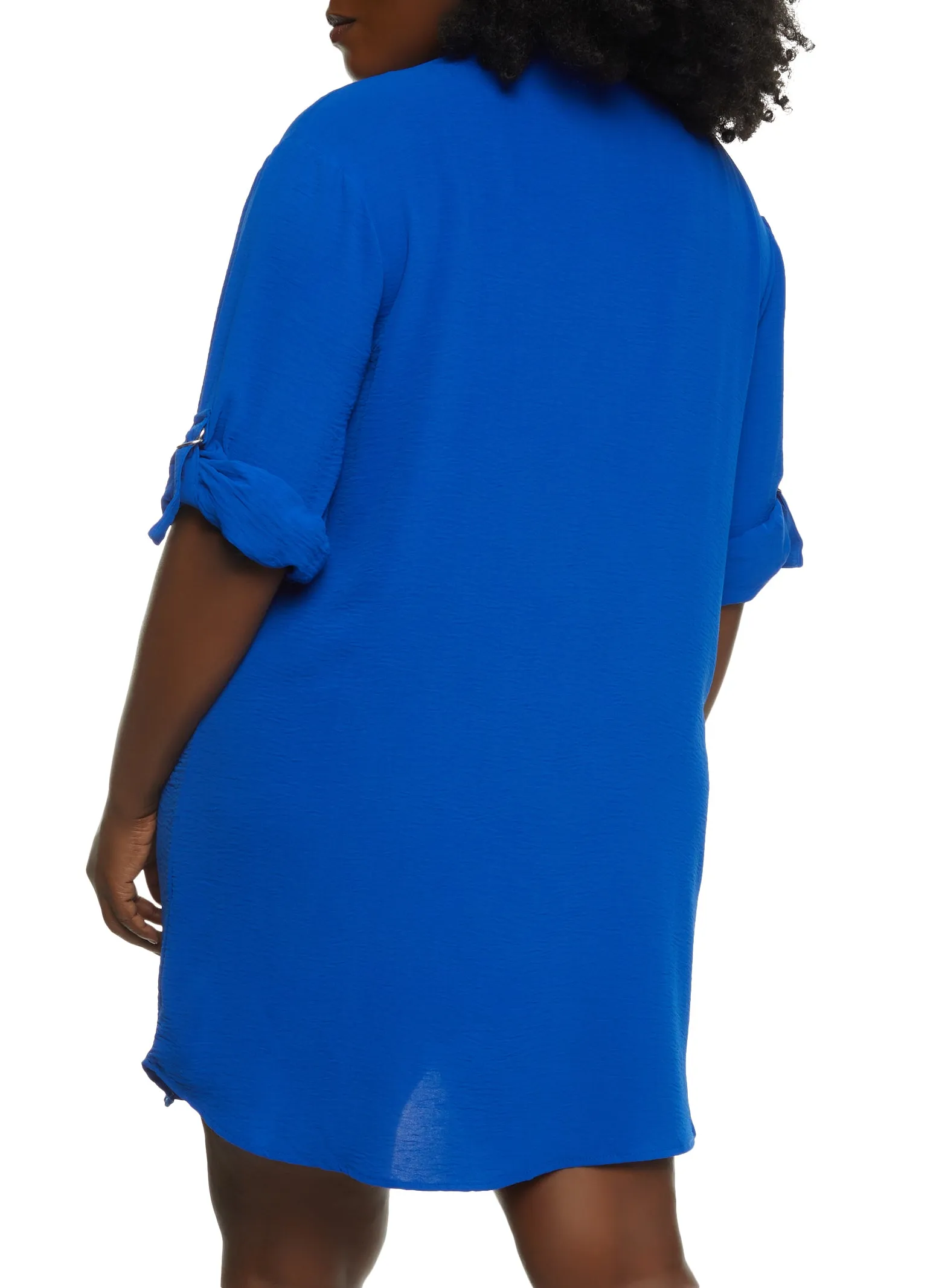 Plus Size Flap Pocket Tabbed Sleeve Shirt Dress sold by Rainbow product image thumbnail 3