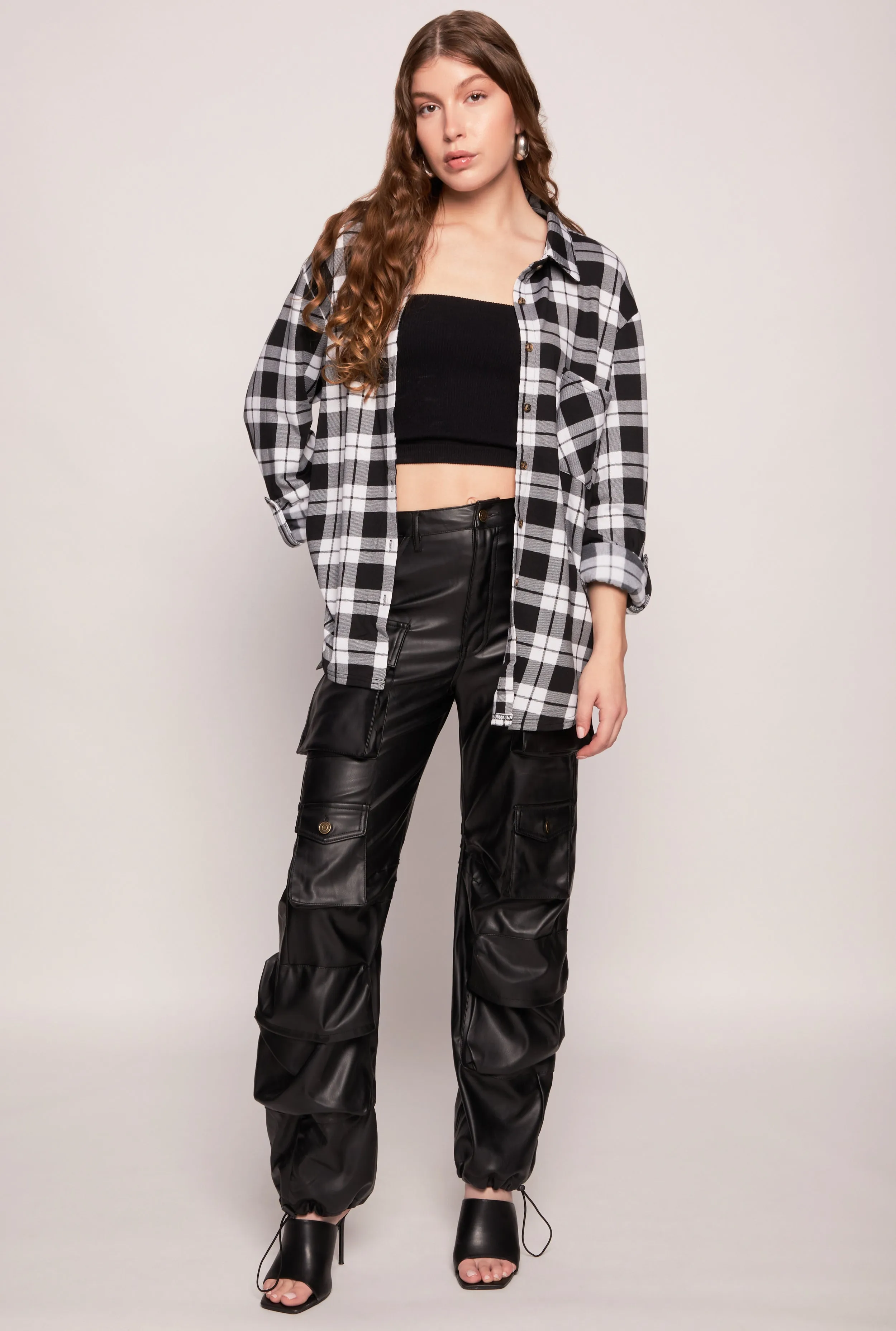 Plaid Button Front Long Sleeve Shirt sold by Rainbow product image thumbnail 2