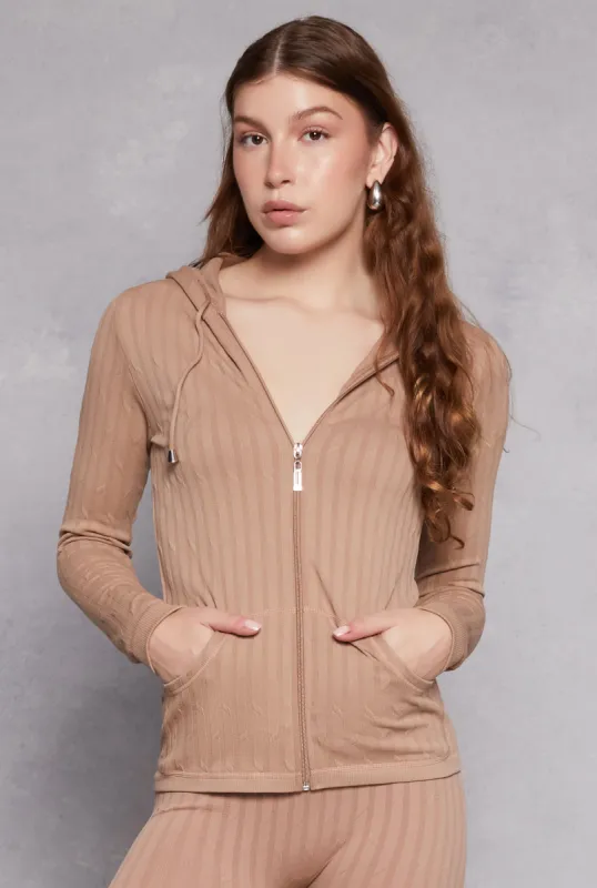 Seamless Shadow Stripe Zip Hooded Top sold by Rainbow