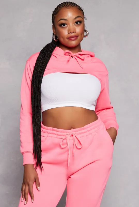 Plus Size Fleece Hooded Shrug sold by Rainbow