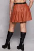 Plus Size Belted Faux Leather Pleated Skirt sold by Rainbow